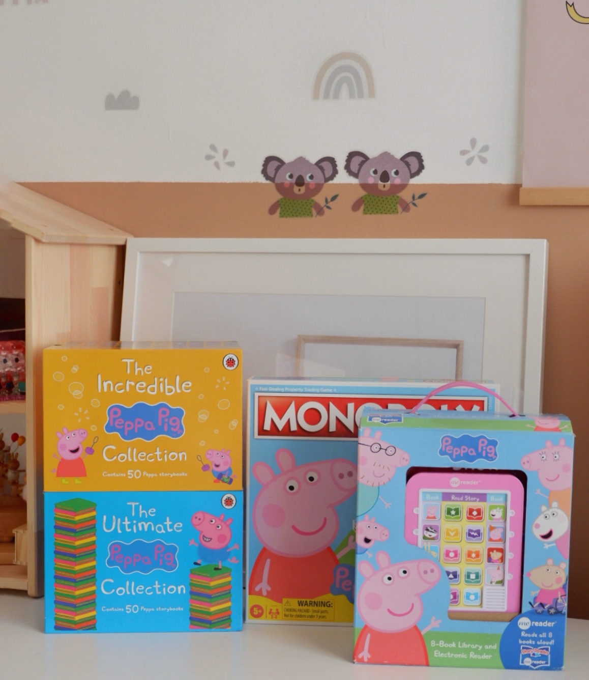 Our Home collections - "Peppa Pig-themed children's books and games collection", "Peppa Pig storybooks, educational toys, and
