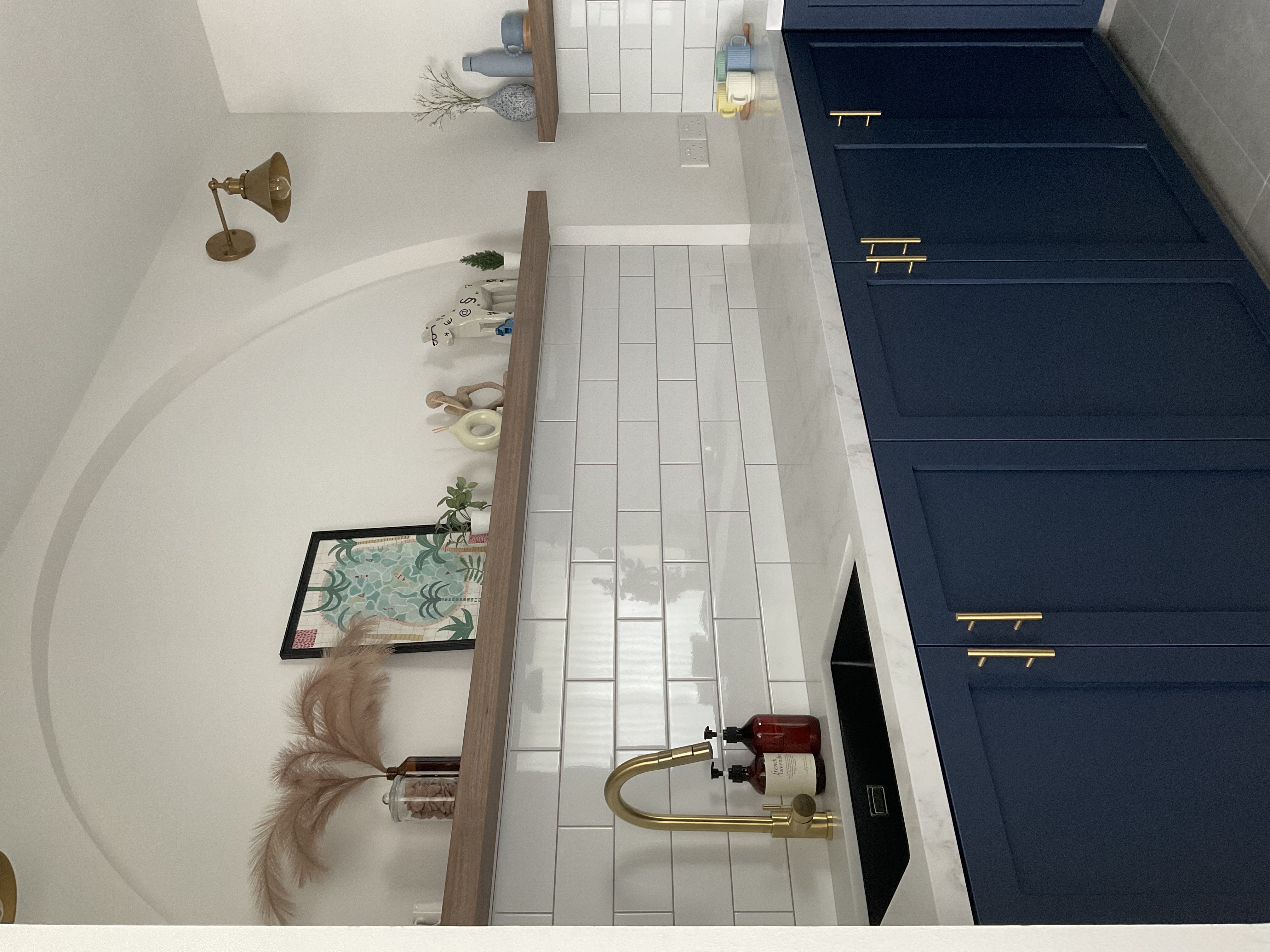 Step into our dwelling - a mixture of styles!  - modern bathroom, contemporary design, minimalist decor, white tiled walls