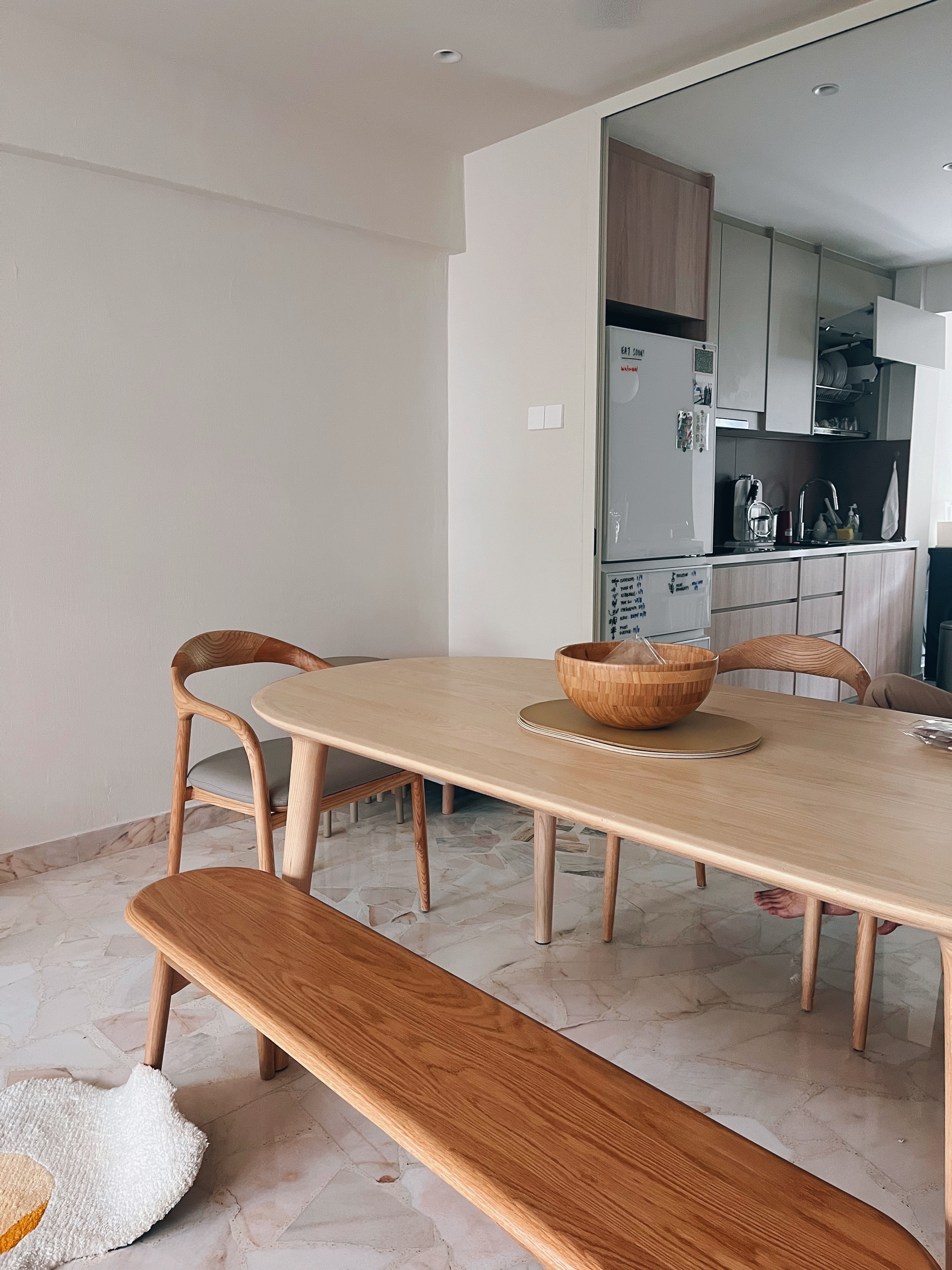 Versatility to gather with those who matter - Wooden dining table, minimalist kitchen, modern dining room, wooden bench