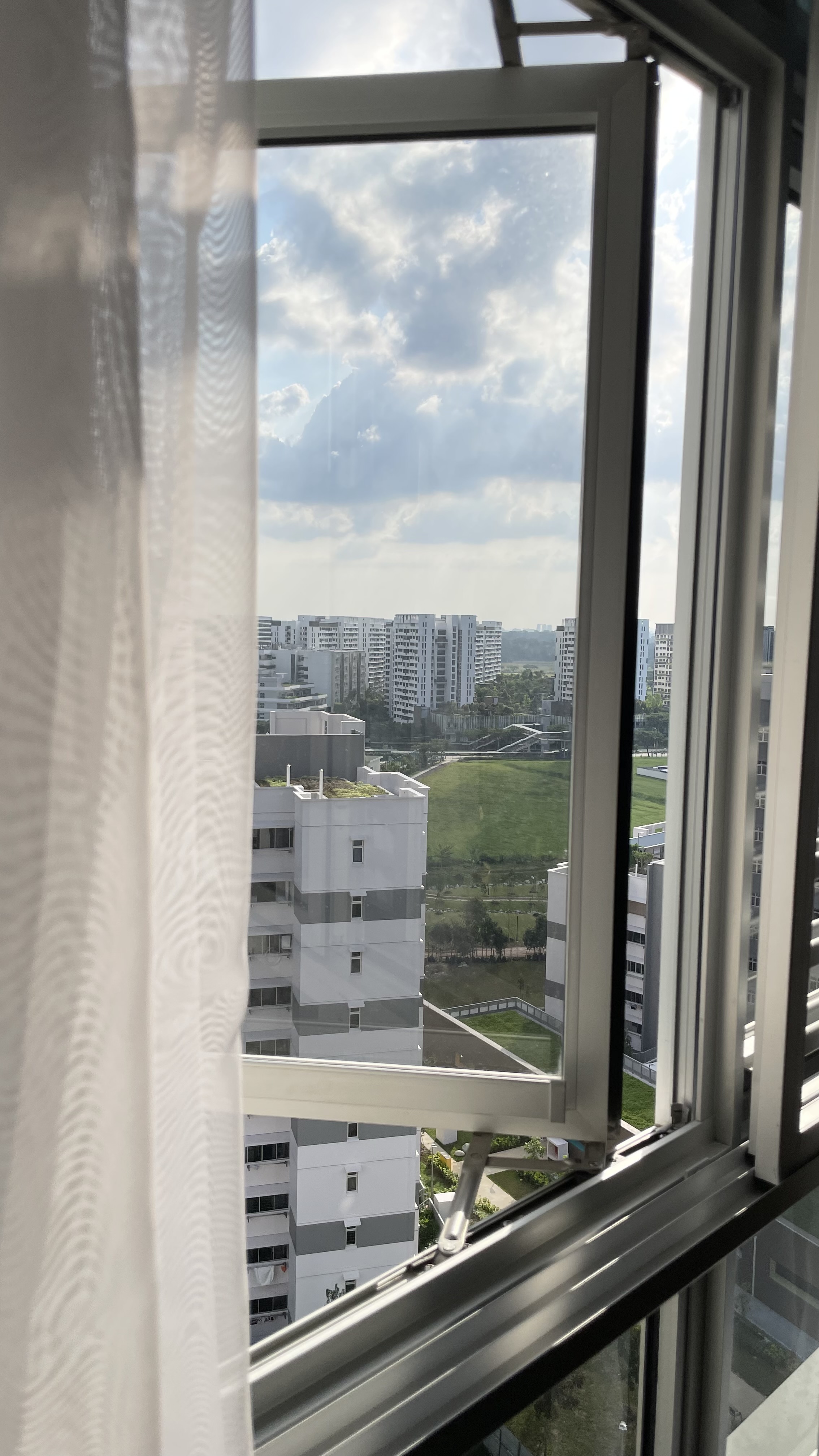 Cosy Corner where the cat lies 🐱  - Modern apartment, large windows, cityscape, high-rise buildings, urban environment