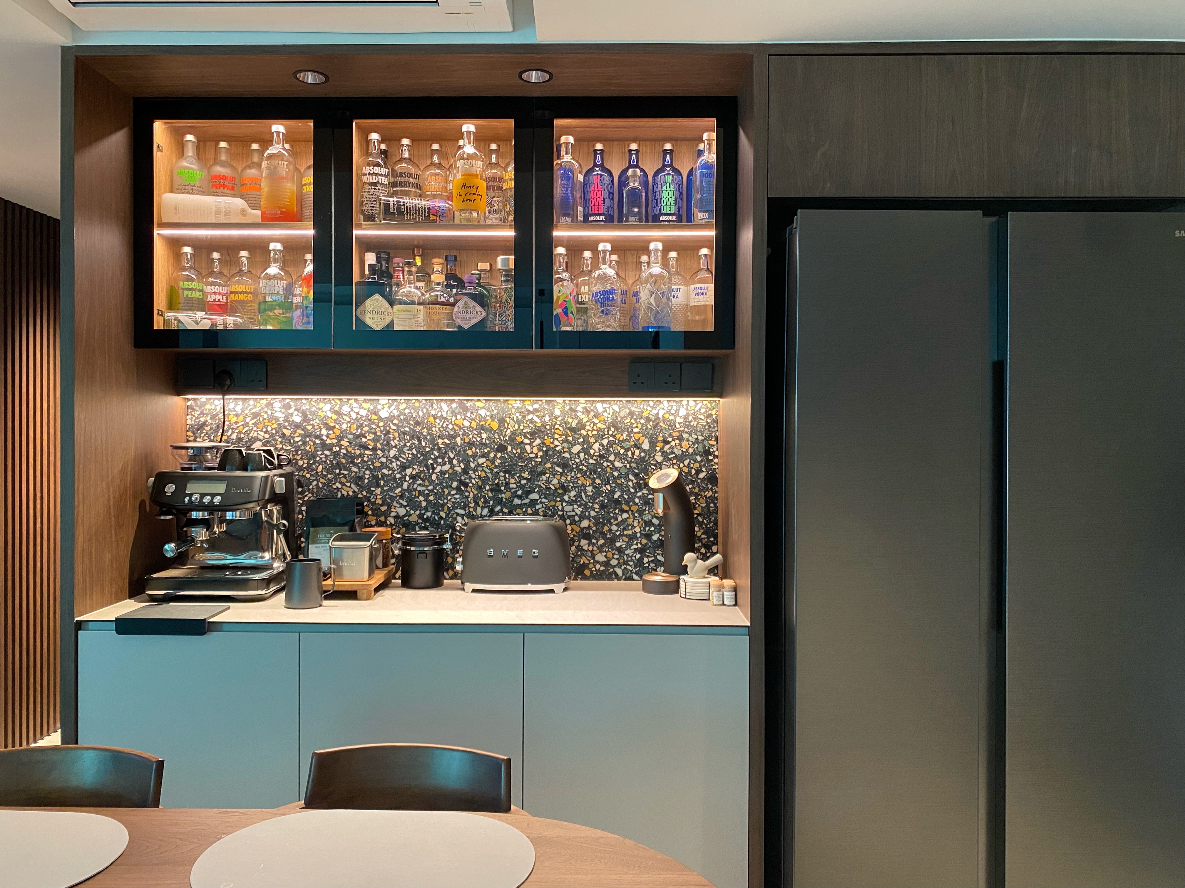 This is where the fun choice starts - Modern kitchen with sleek design, wooden cabinets, stainless steel appliances, coffee