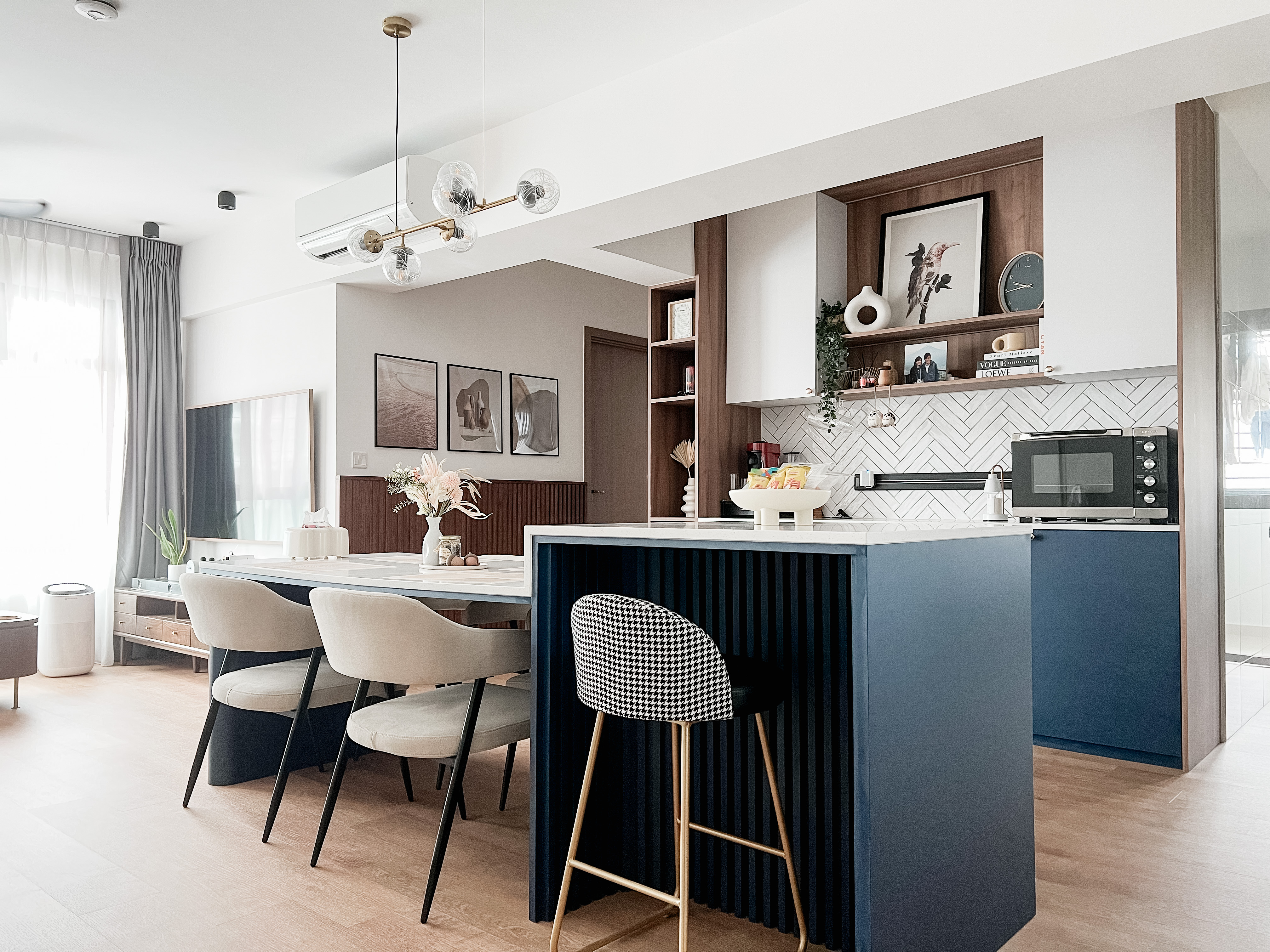 A peek into a 4 Room BTO at Northeast - Modern kitchen with sleek design, contemporary furniture, minimalist decor, large