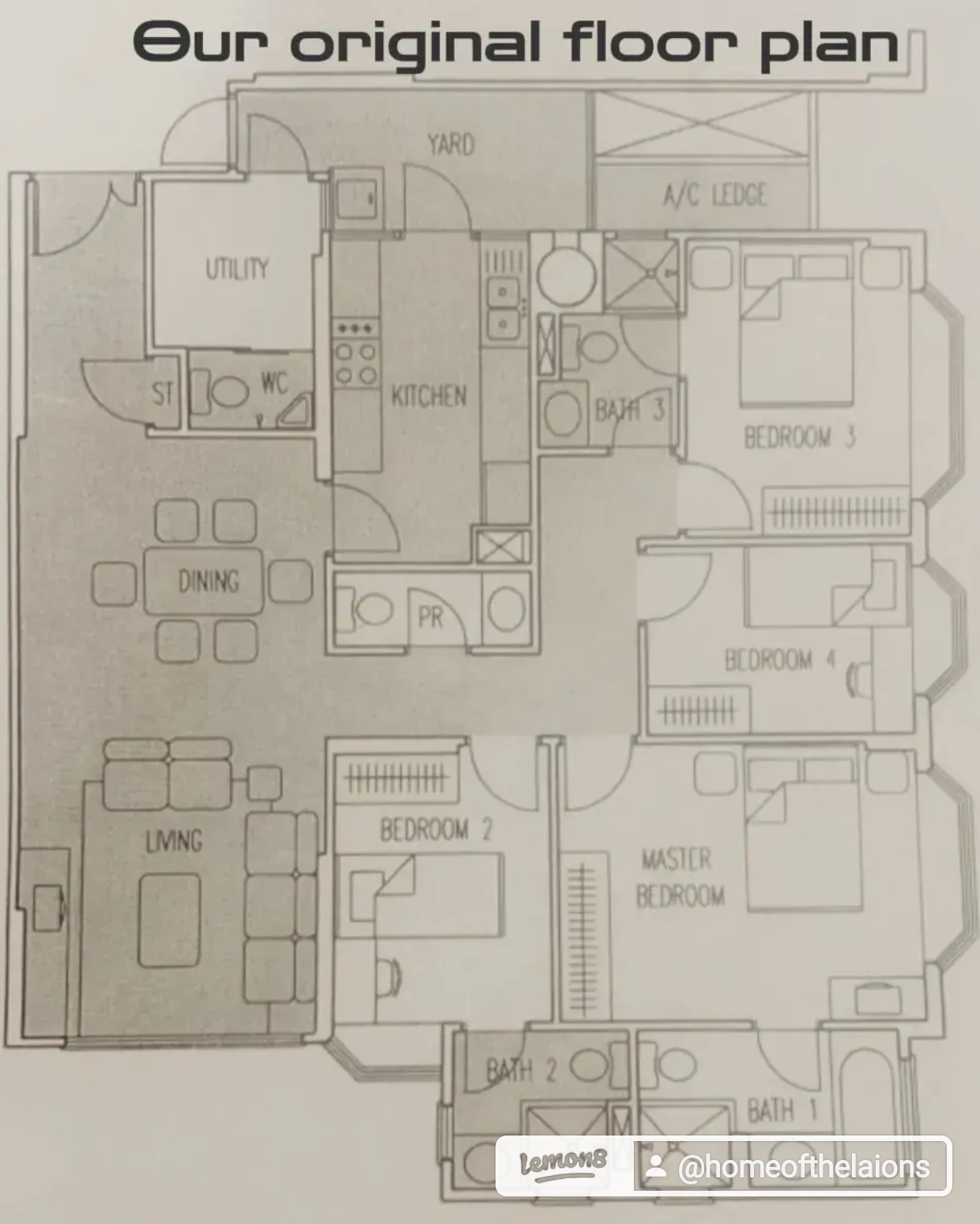 Welcome to our practical yet cozy home!  - Floor plan, original floor plan, living room, kitchen, utility room, dining room