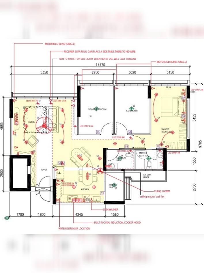 Welcome to our Texturised Minimalist Nest - Multi-functional living room with integrated kitchen and dining area, Central