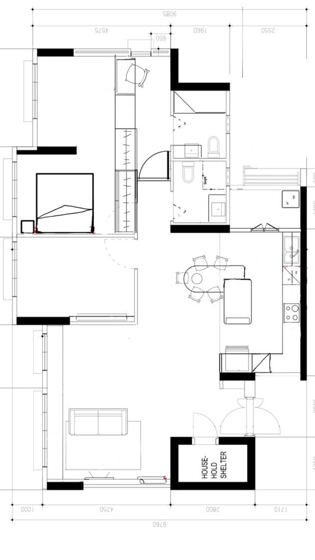 Come take a walk through our minimalist home - L-shaped layout with two bedrooms and a living room, Kitchen and dining area