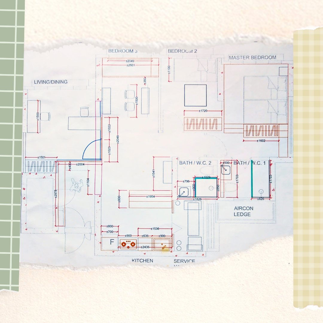 Come in, where it's always autumn (Zakka Vintage BTO) - Floor plan, architectural drawing, interior design, house blueprint