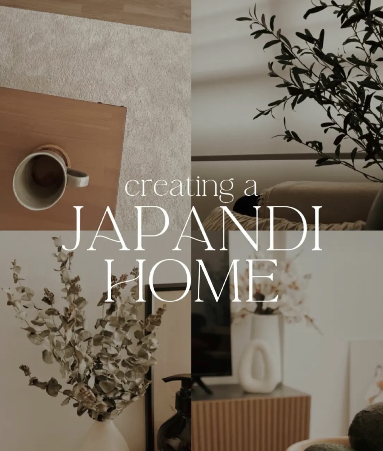 Creating our japandi home on a budget 🤎 - mellow living room, minimalist decor, cozy atmosphere, soft lighting, natural