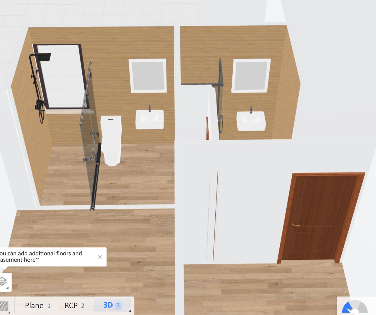 Creating our japandi home on a budget 🤎 - Modern bathroom design, split-level layout, wooden flooring, integrated sink