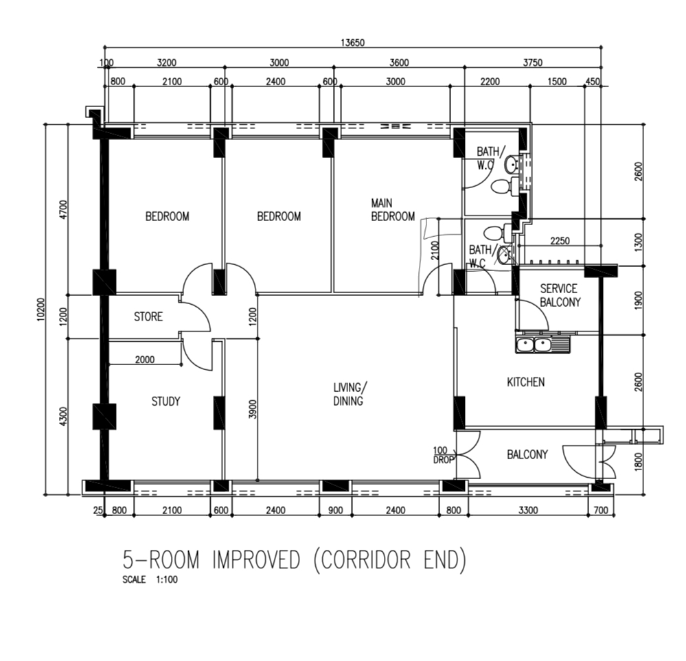 House designed to outsmart hungry dogs - Corridor end layout with 5 rooms, 1000 square feet living area, 1000 square feet