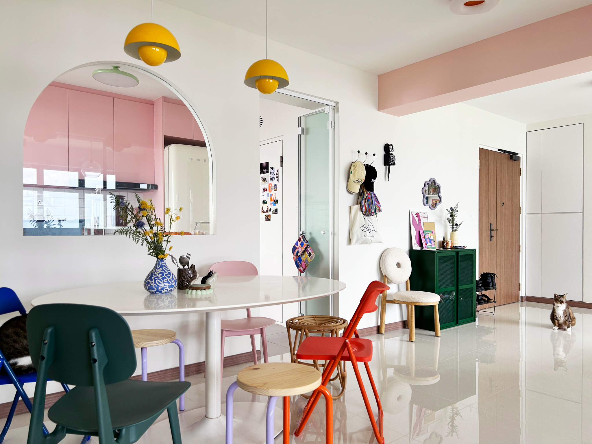 A quirky 93sqm home with pops of colour and 3 cattos