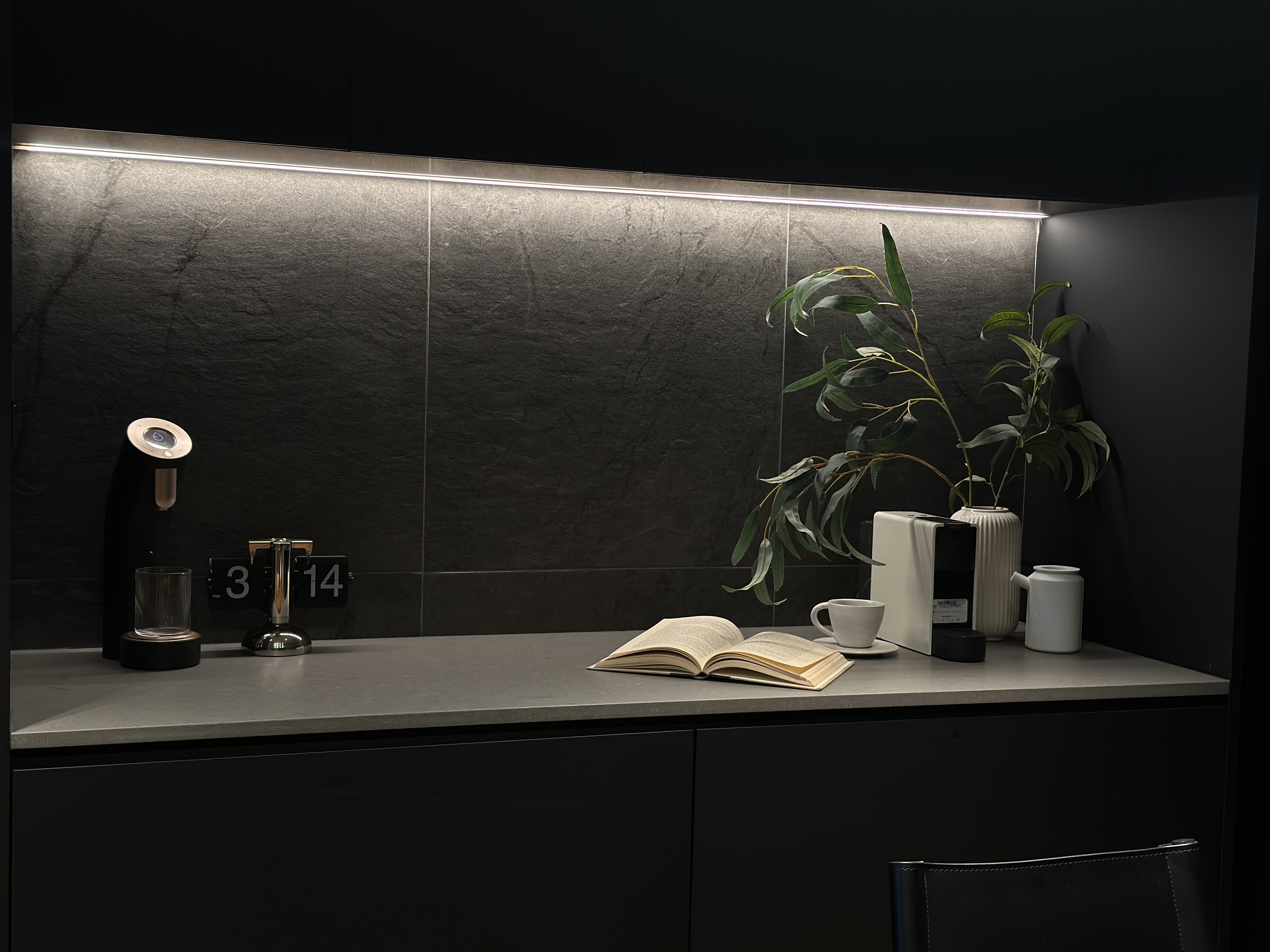 Top 3 home appliances we can’t live without ♥️ - modern kitchen countertop, minimalist design, sleek black backsplash