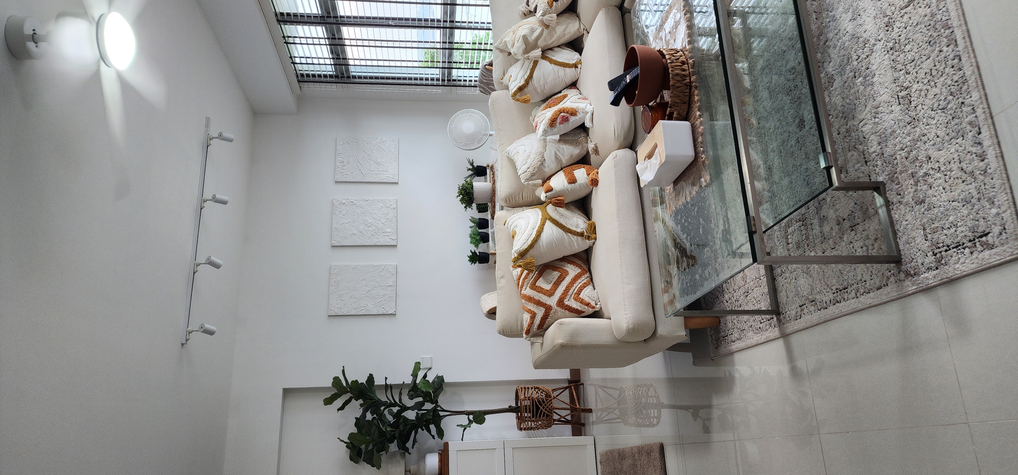 Living (it up in our favourite) space!! - modern living room, cozy seating, white walls, minimalist decor, glass coffee