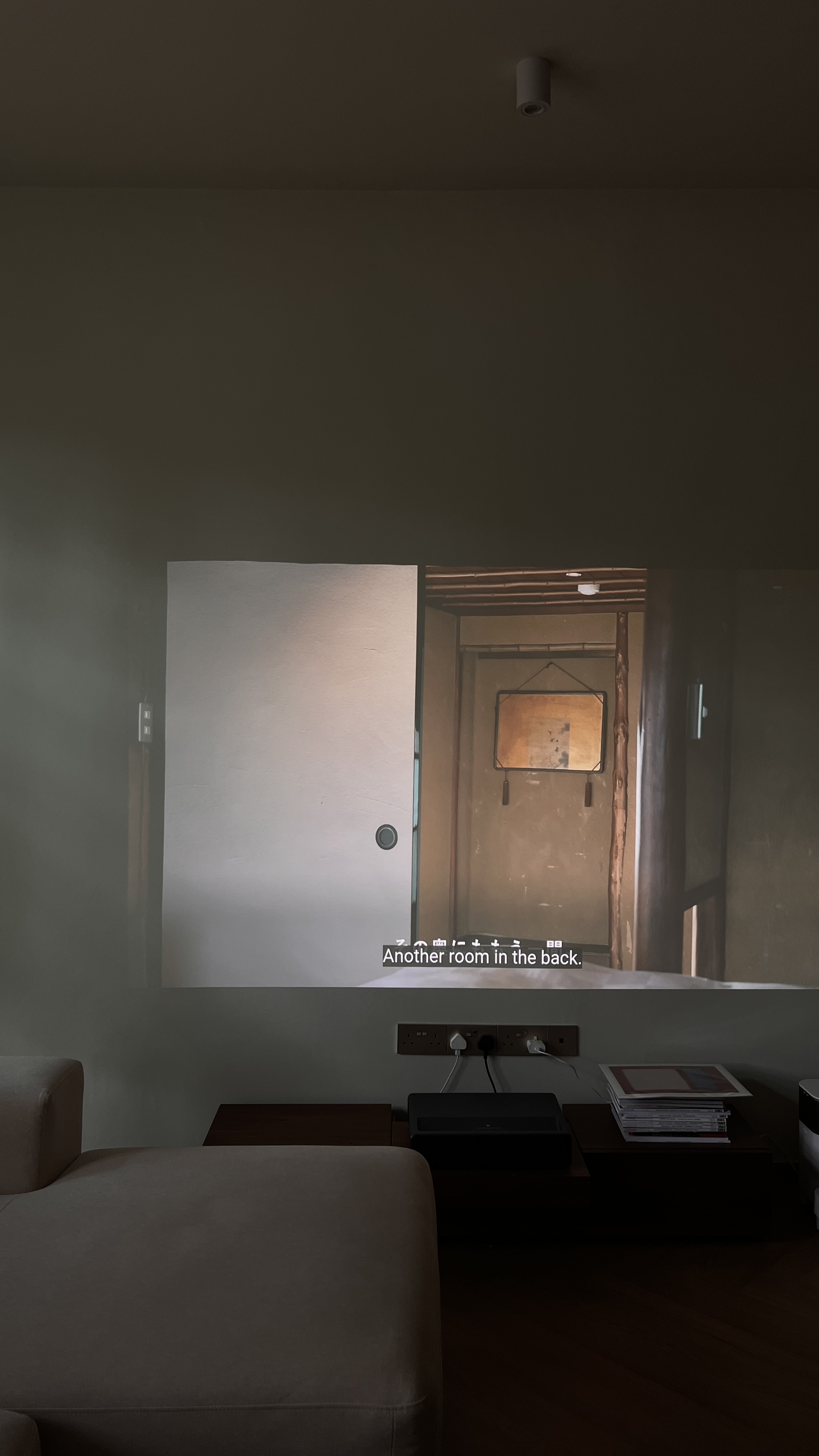 Our 4m x 5m Living Room - Minimalistic interior design with modern furniture, Large wall-mounted screen displaying a