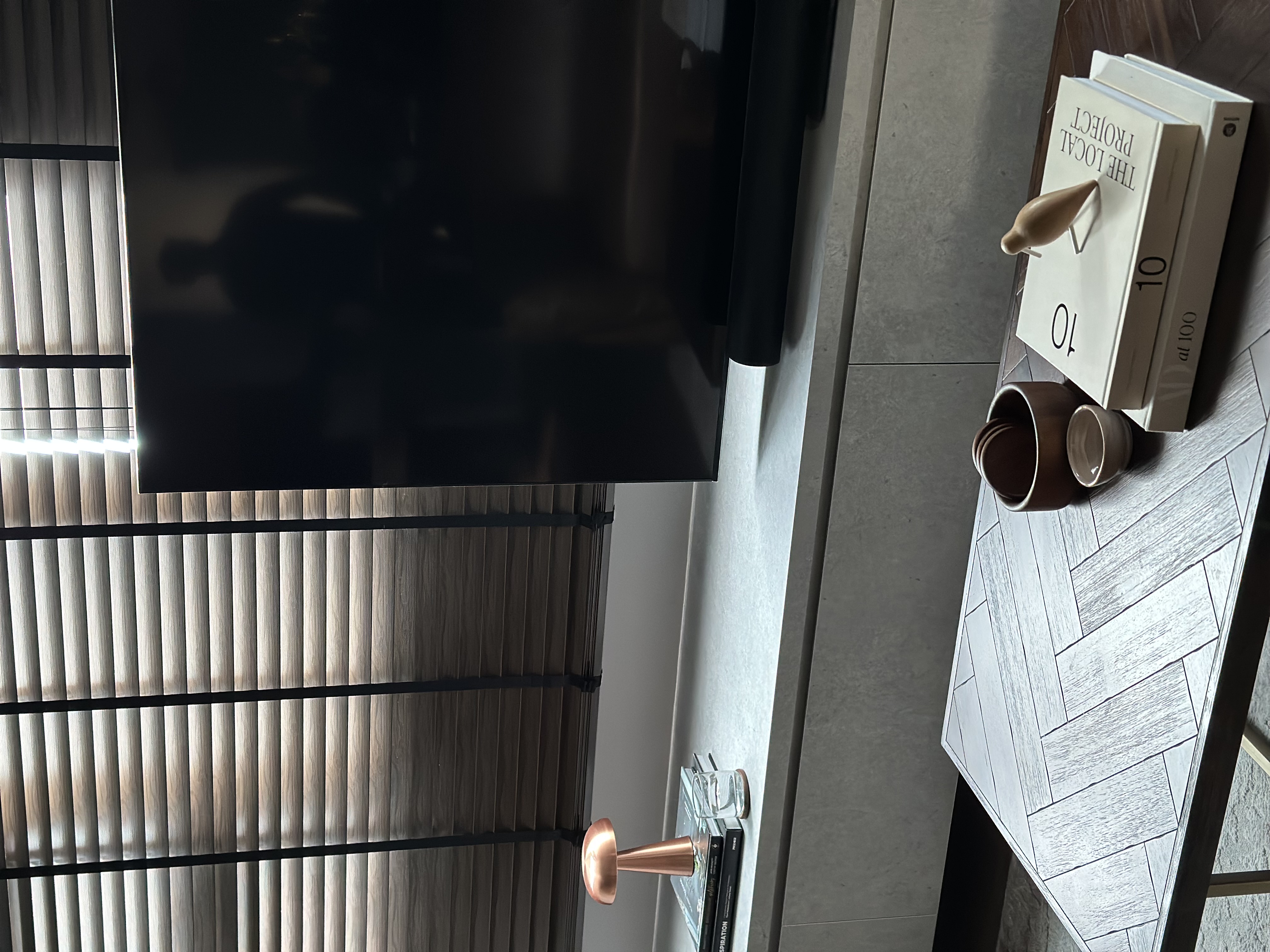 ~3m sofa in a 4 room BTO: our perfect living room to chill & host - Wooden blinds, black curtain rod, minimalist design