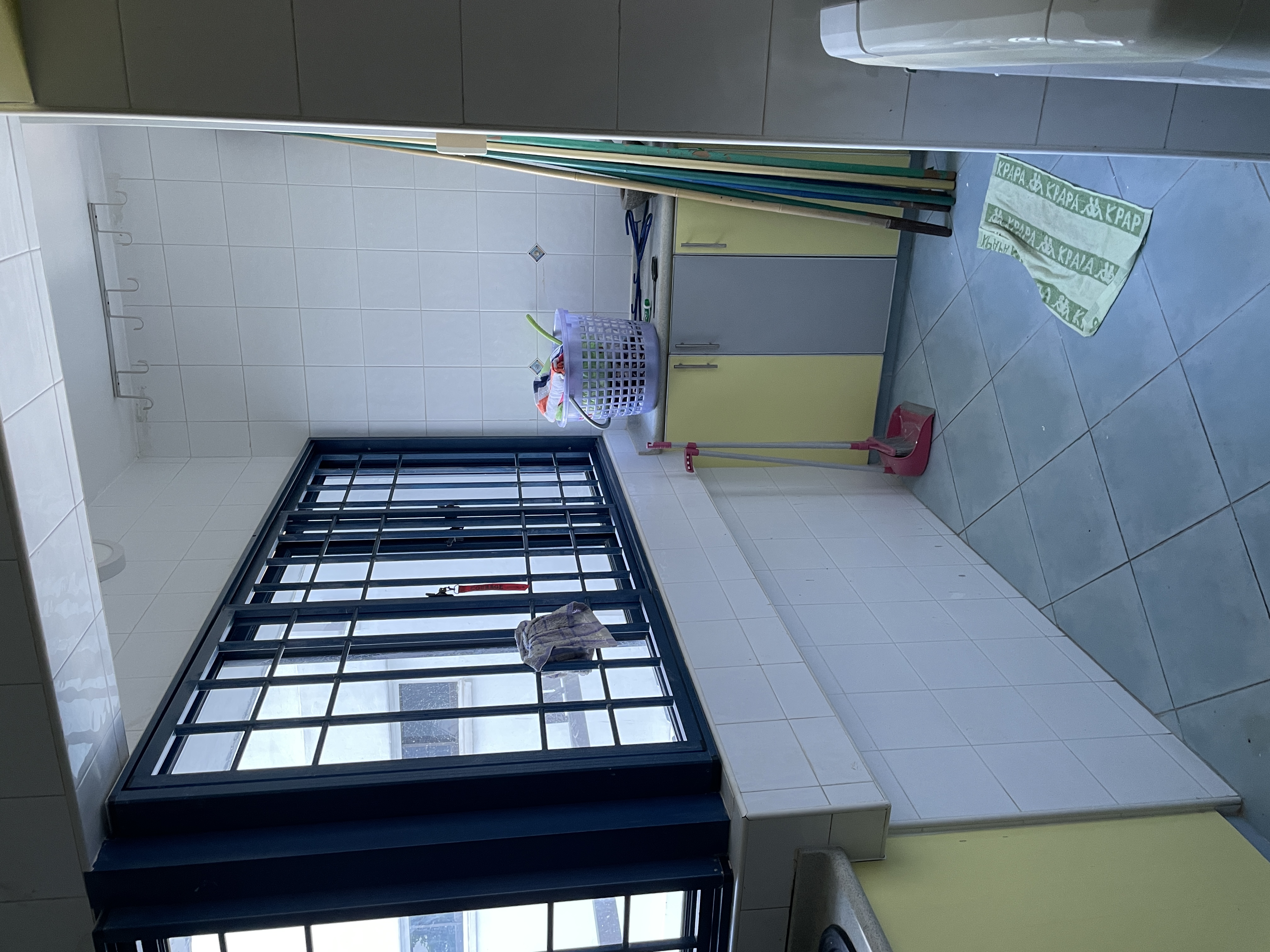 House-Hunting: Seeking a Spacious Home for our Growing Family Of Four  - window sill, laundry basket, mop, cleaning supplies