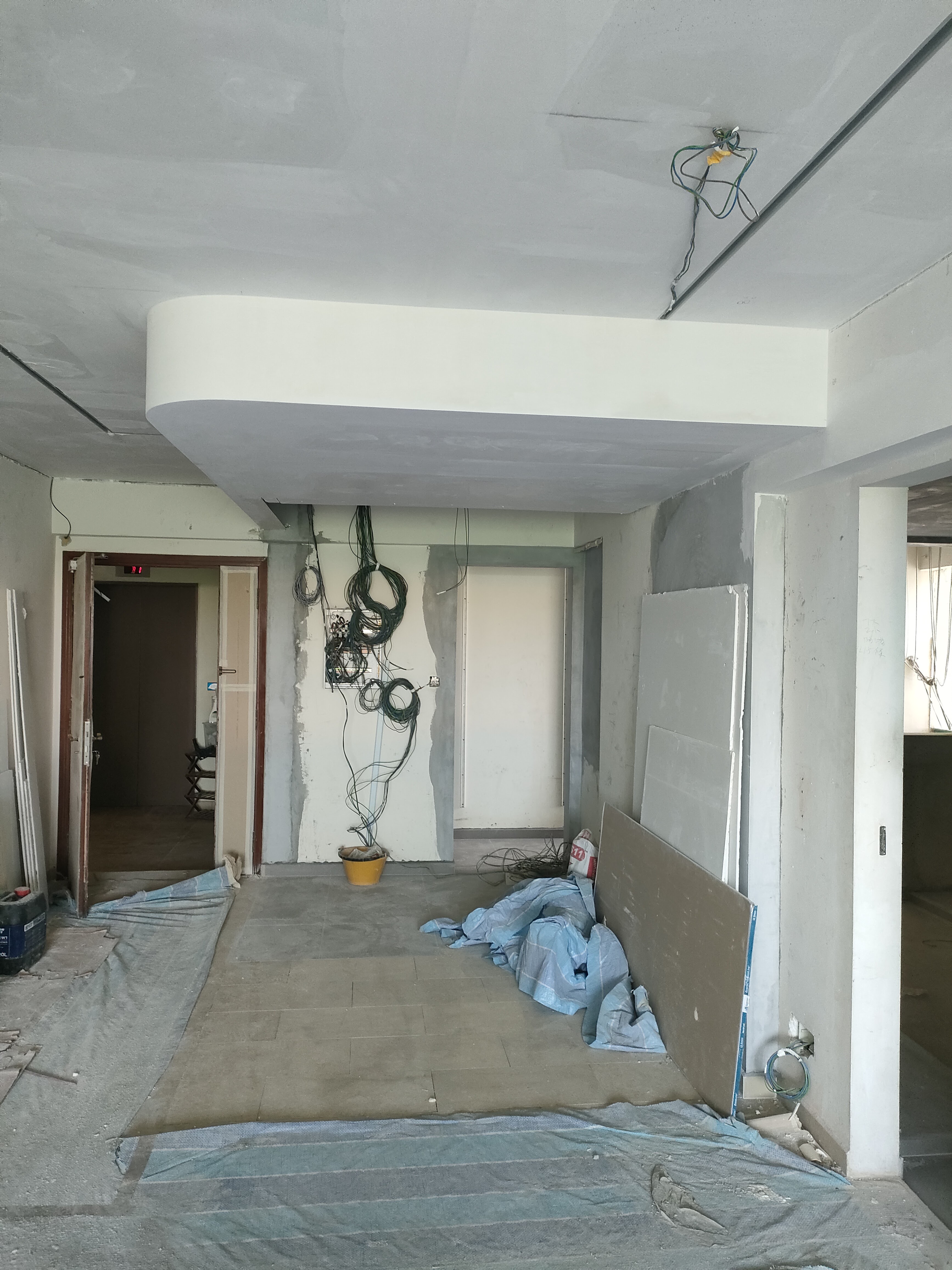 We had no dining area so we created one! - Under construction, unfinished room, electrical wiring, exposed pipes, unfinished