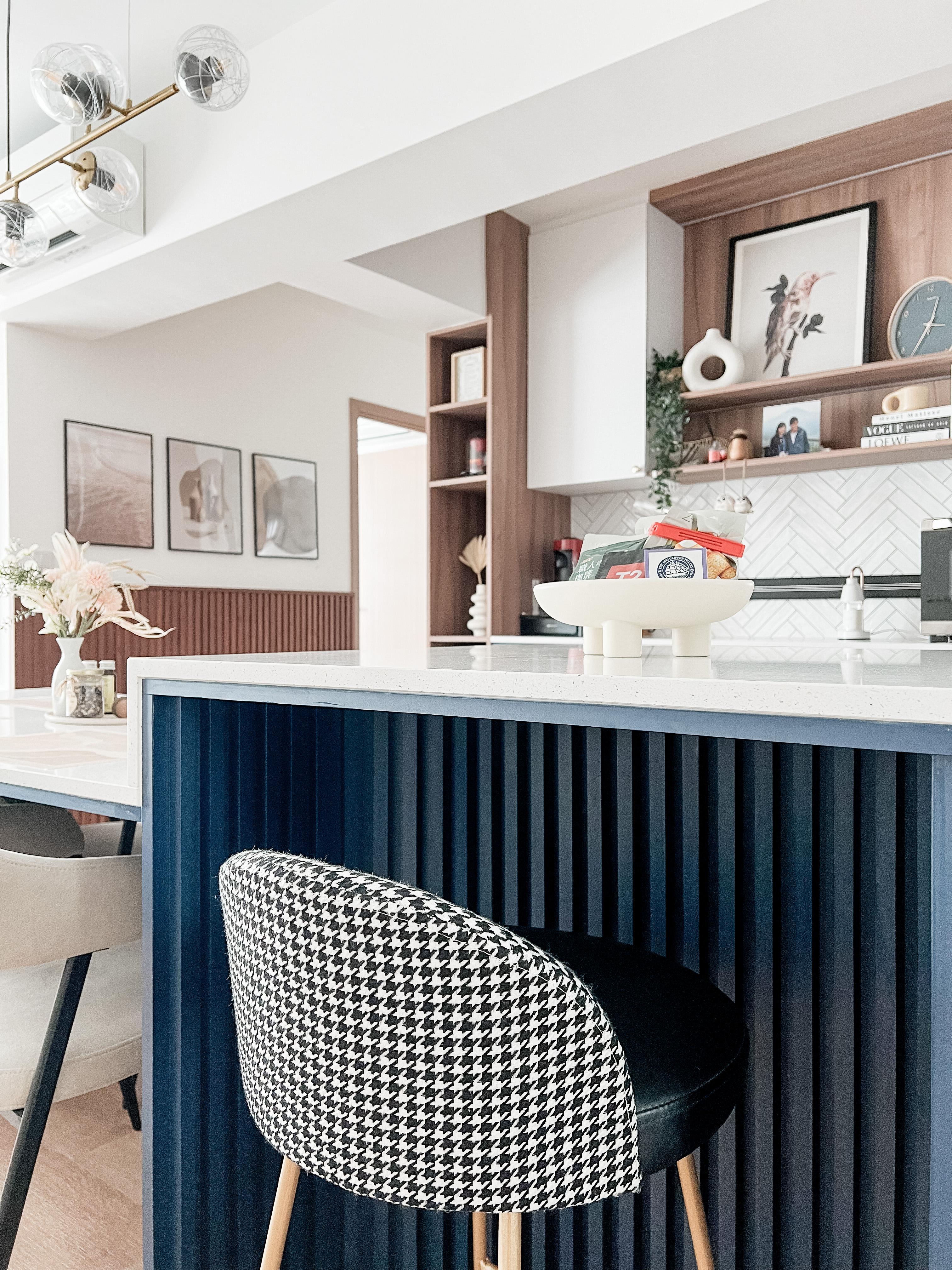 The heart of the home: Our Dining Room - modern kitchen, contemporary design, stylish furniture, black and white chair, blue