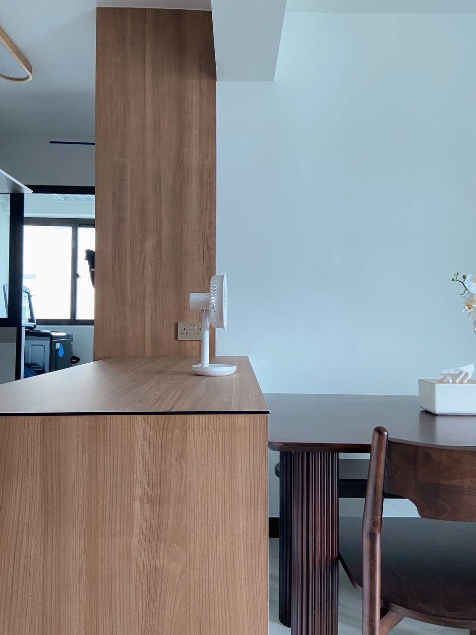 The Heart of the Home: Our Dining Space - Wooden desk, modern office, minimalist design, sleek surface, natural wood finish