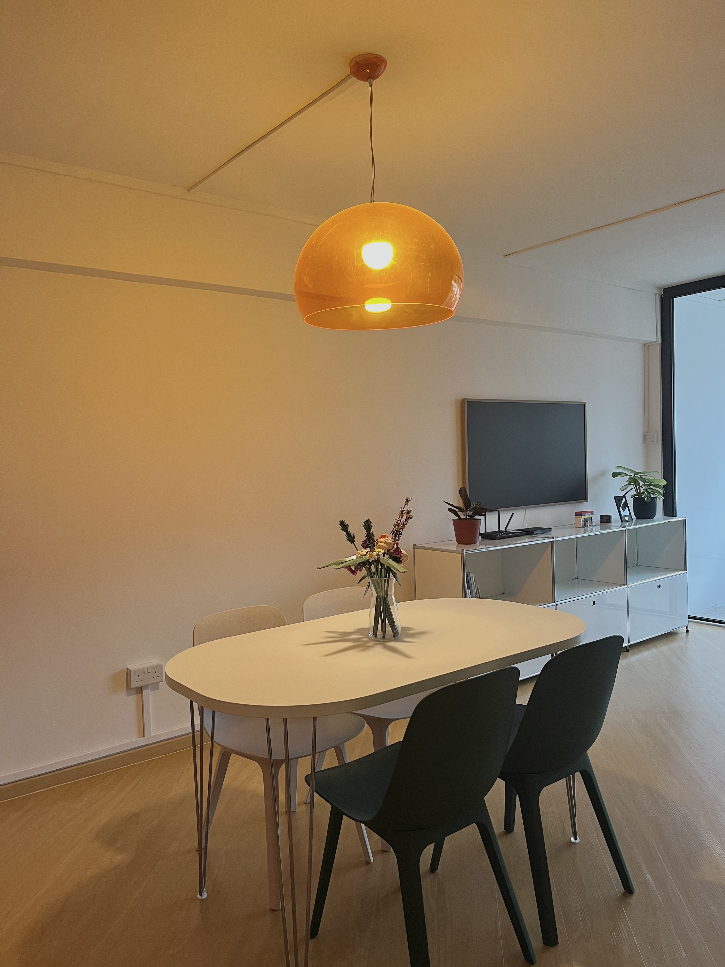 Cats, Work, and Dining: The Ultimate Combo Space - Modern minimalist dining room, sleek furniture design, contemporary decor