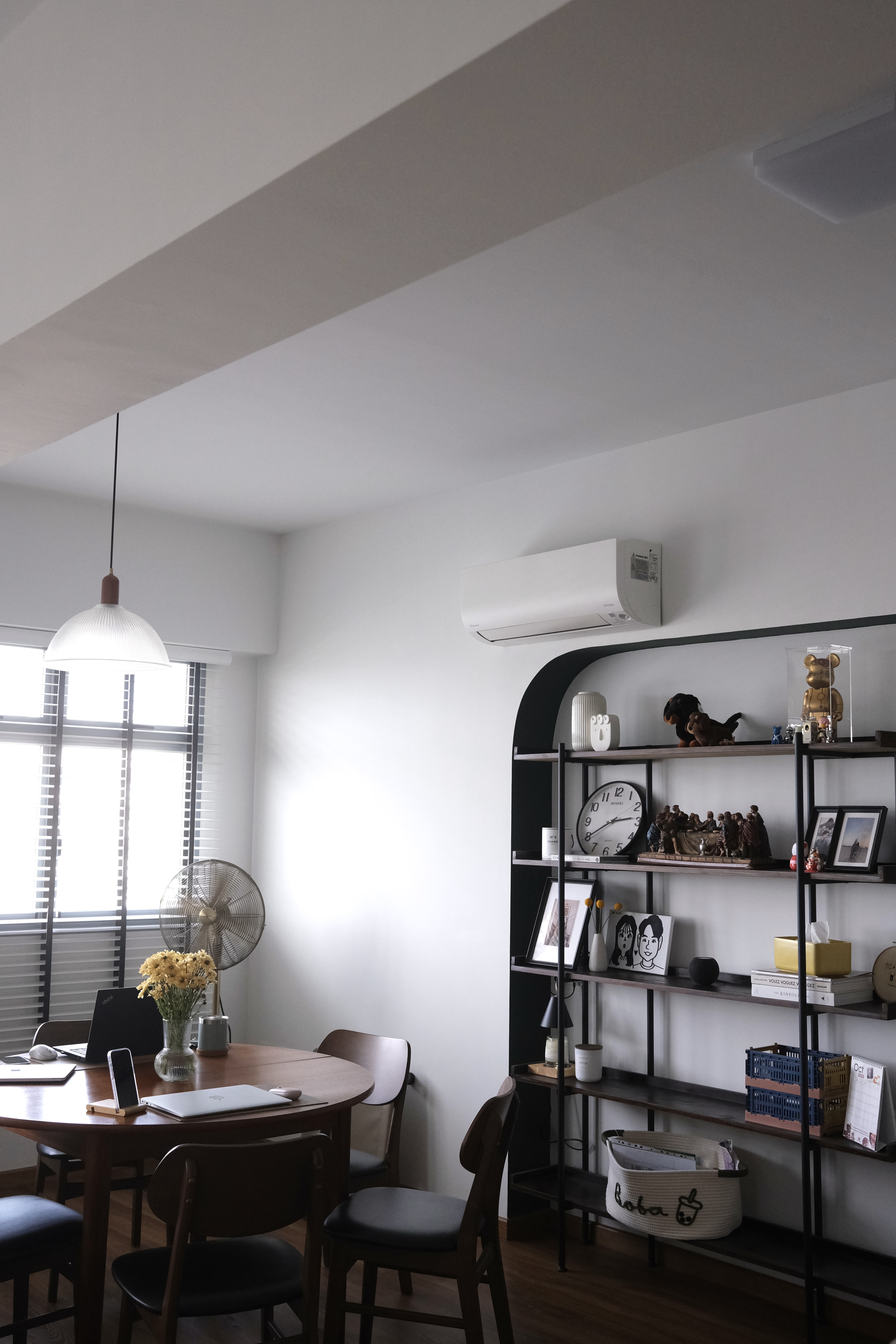 House Hunting Journey | When HDB decides on the layout for you - Modern dining room, minimalist decor, white walls, black