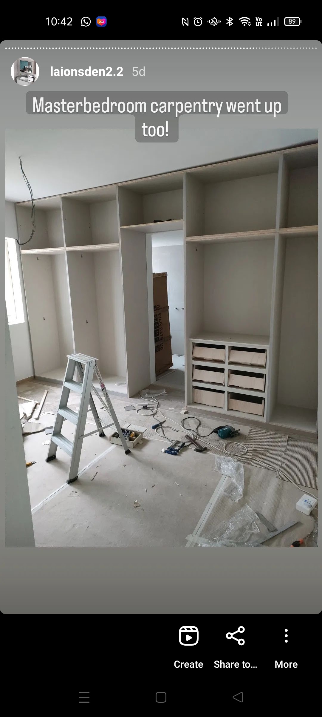 Masterbedroom.. Our sanctuary after a hard's day of work - 5d master bedroom carpentry went up, unfinished walls, empty