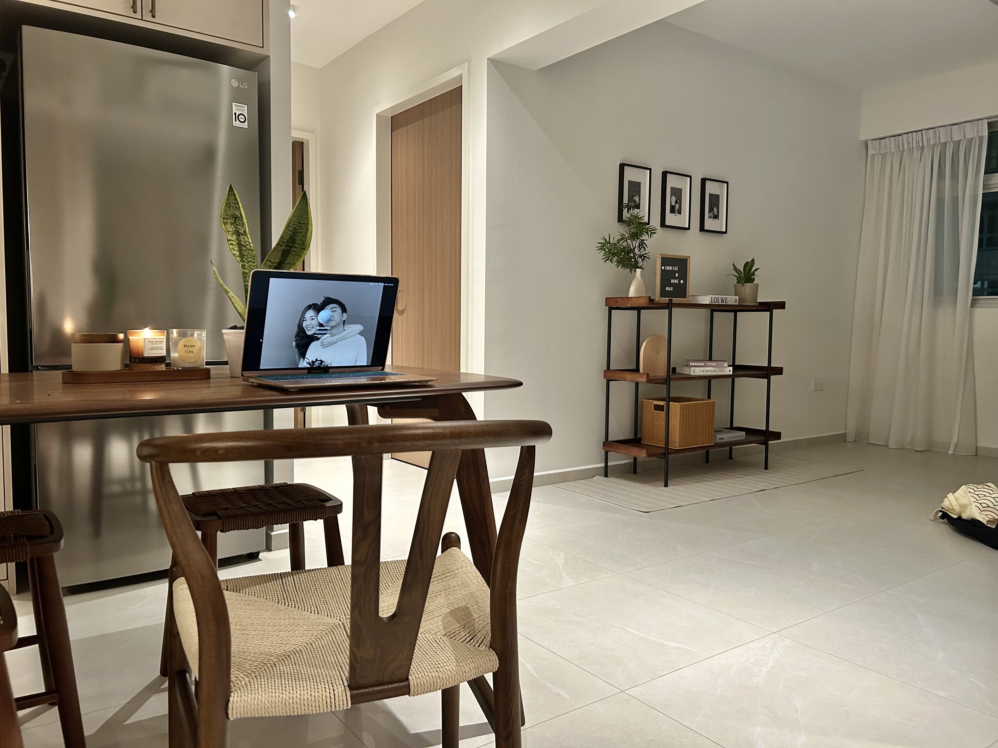 The Dining Space: The Heart of Our Home! - Modern kitchen with stainless steel refrigerator, wooden dining table with woven