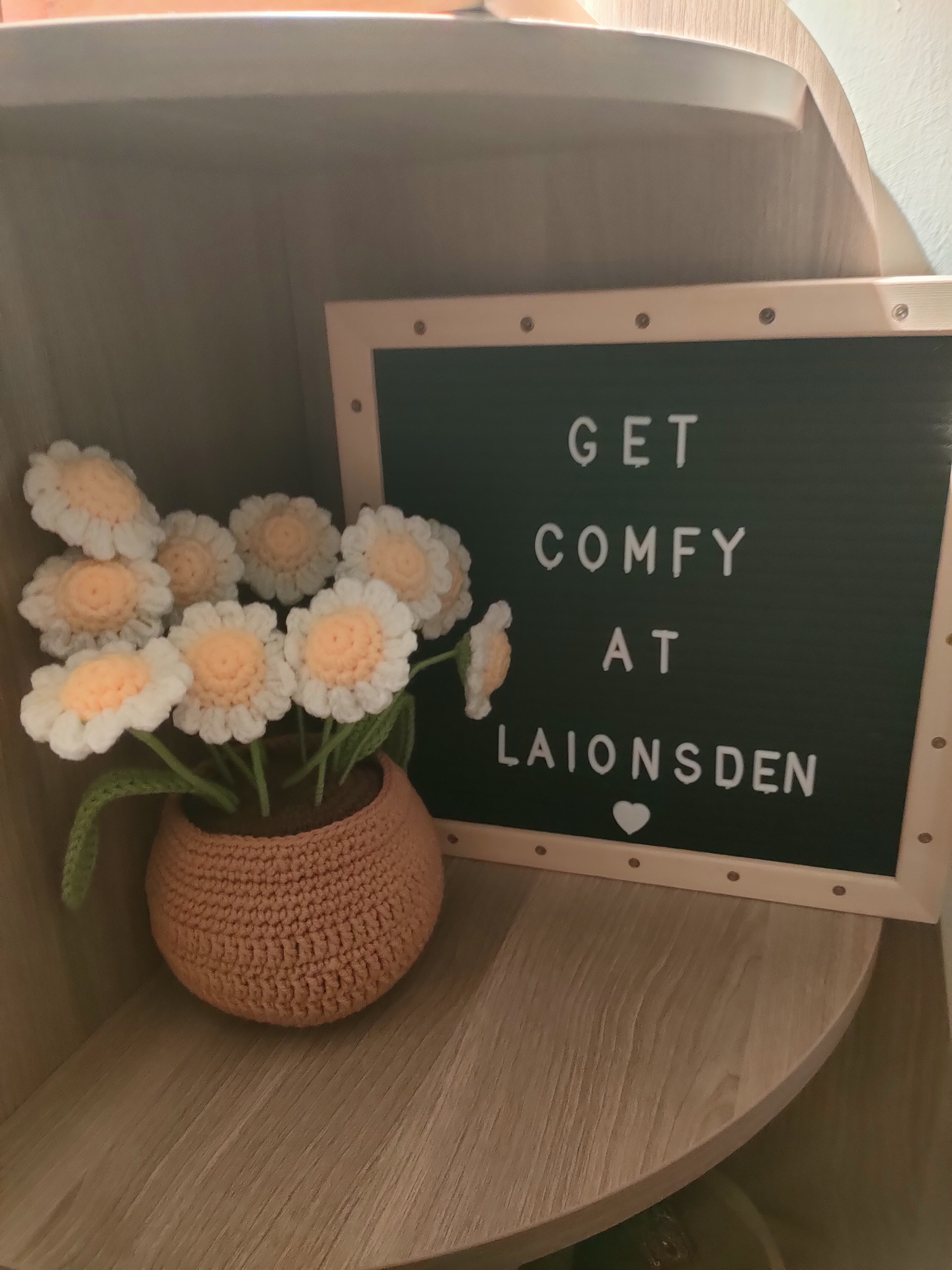 No Gardenspace for us! - vibrant flowers, cozy setting, handmade sign, chalkboard message, warm ambiance, rustic charm