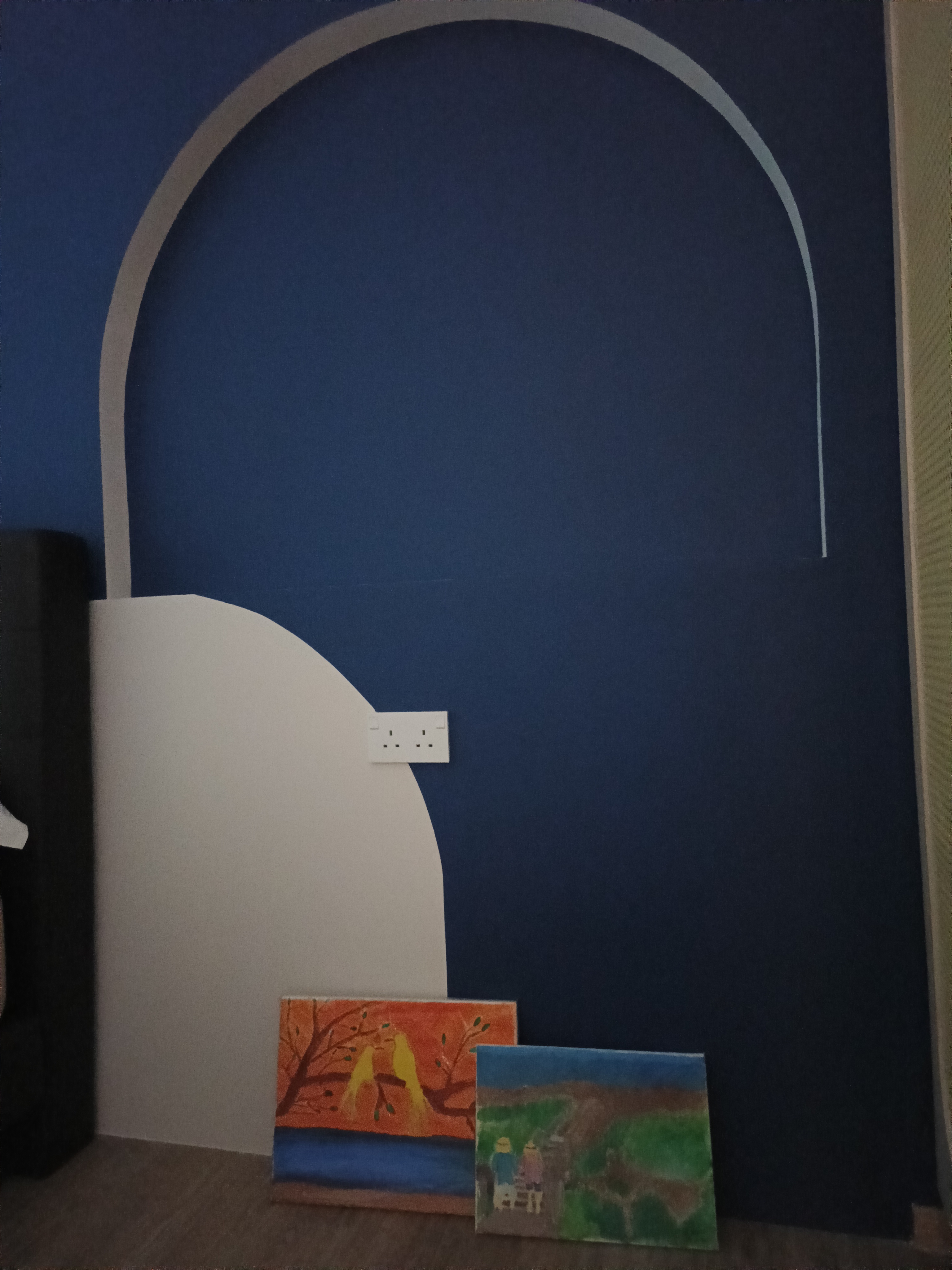 Unwind in this chill and calm vibe room- nature view - Abstract blue wall, minimalist art, abstract painting, colorful