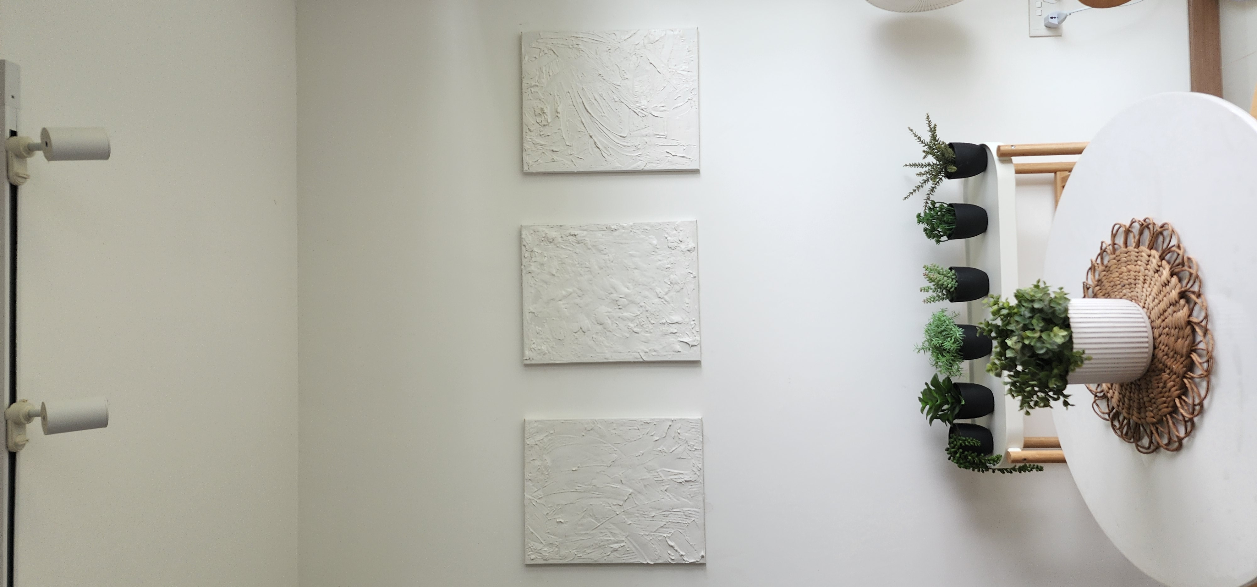 May the Faux be with us!  - White abstract paintings, minimalist decor, modern art, textured wall, abstract art pieces, white