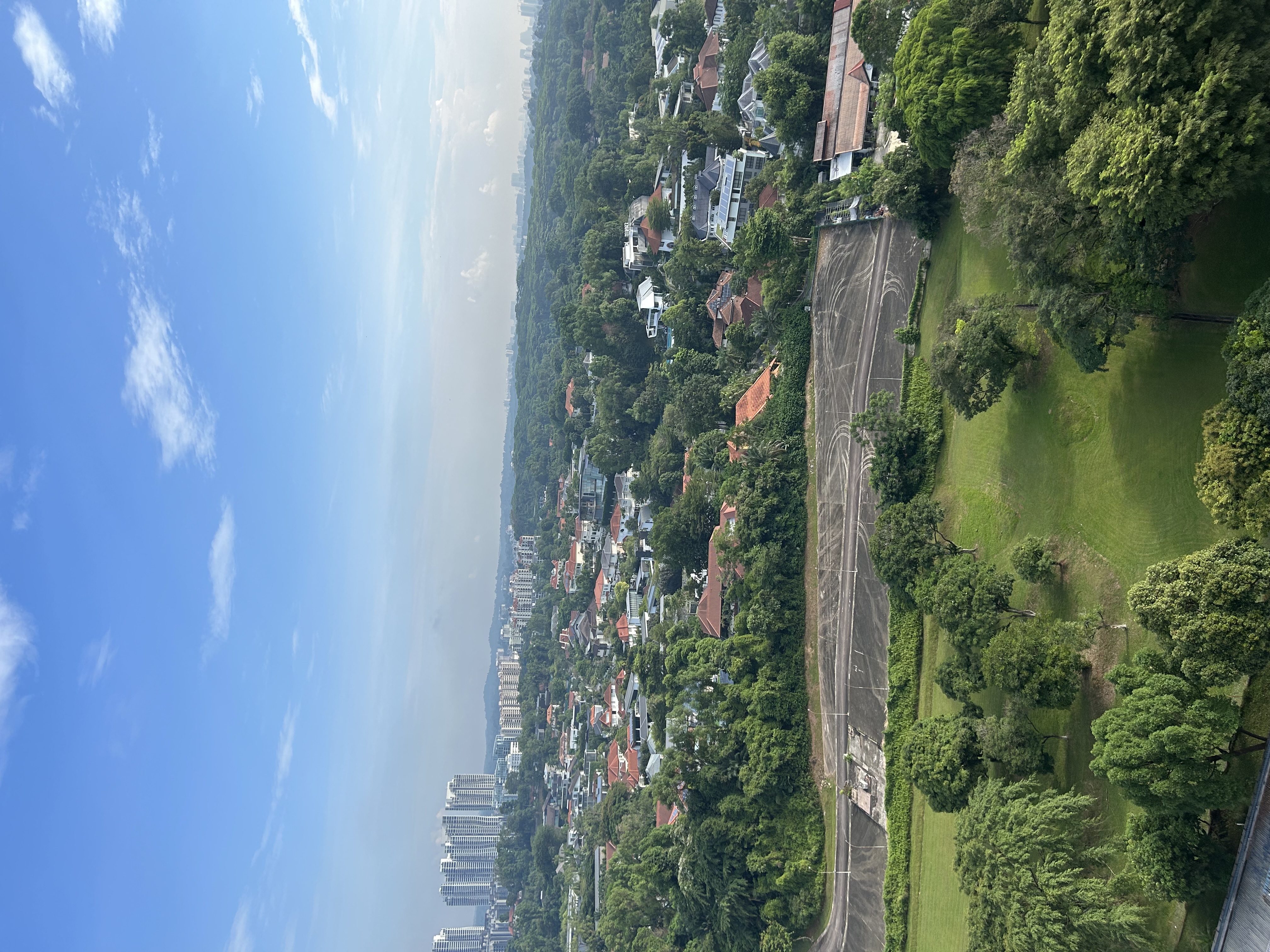Urban Oasis: we don’t have a balcony but we have a view 🤭 - Clear blue sky, fluffy clouds, lush green trees, urban