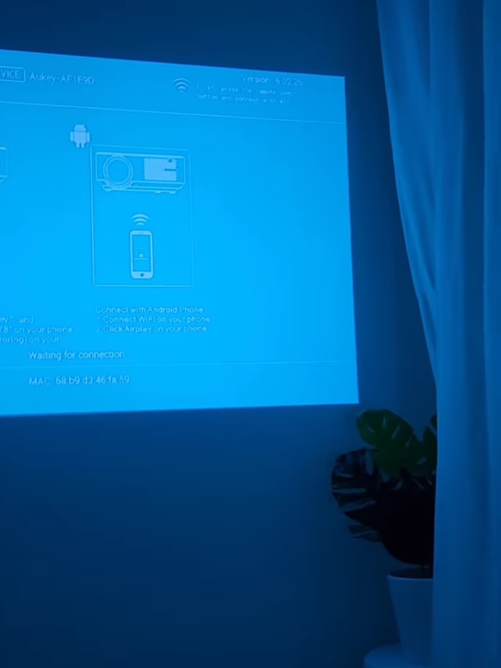 The minimalist kids room & master bedroom - Blue screen display, Wi-Fi connection, Android interface, "Aukey-AF1E9D" model