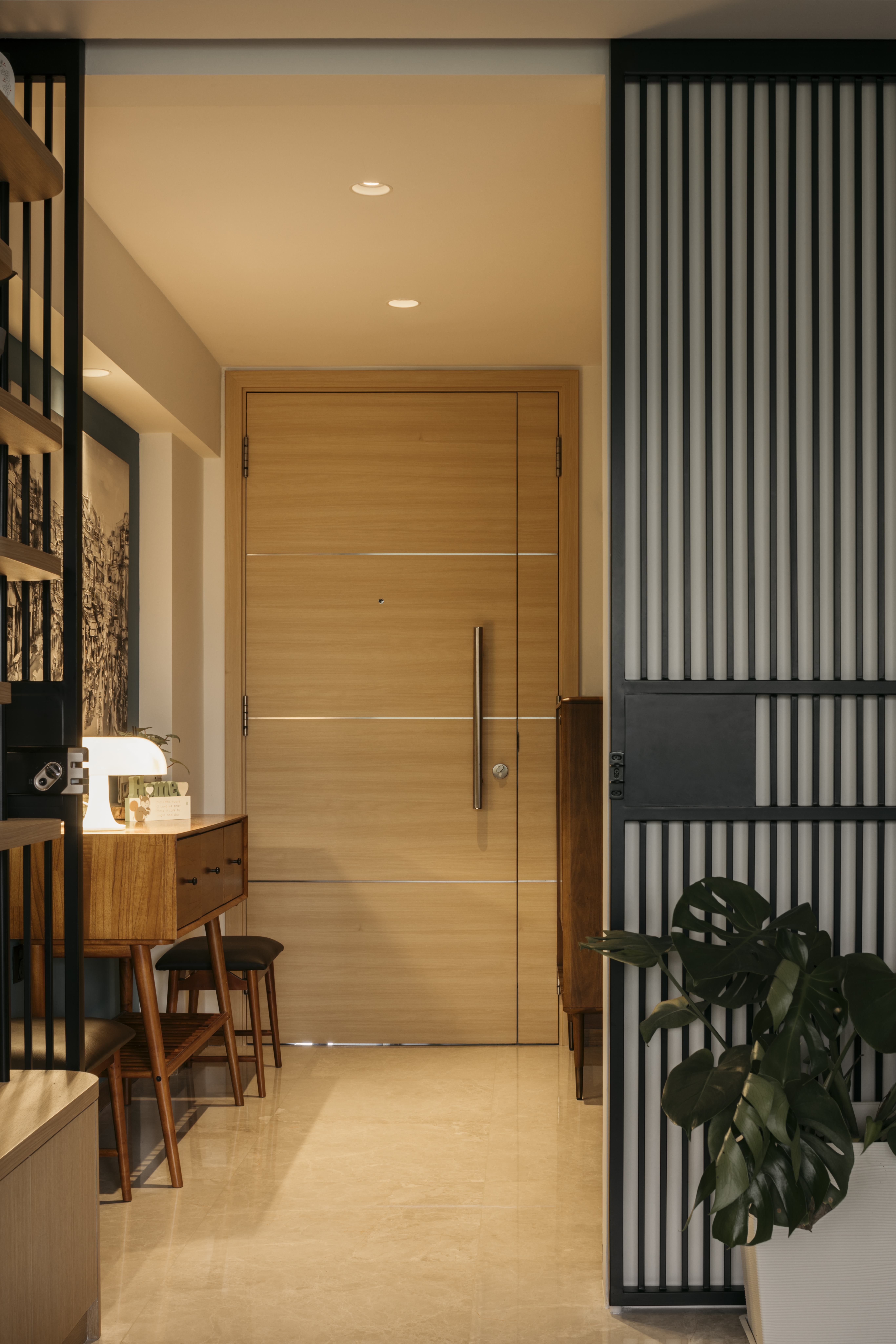 Redesigning an old condo unit to be inviting and warm - Wooden door, modern interior, minimalist design, sleek furniture