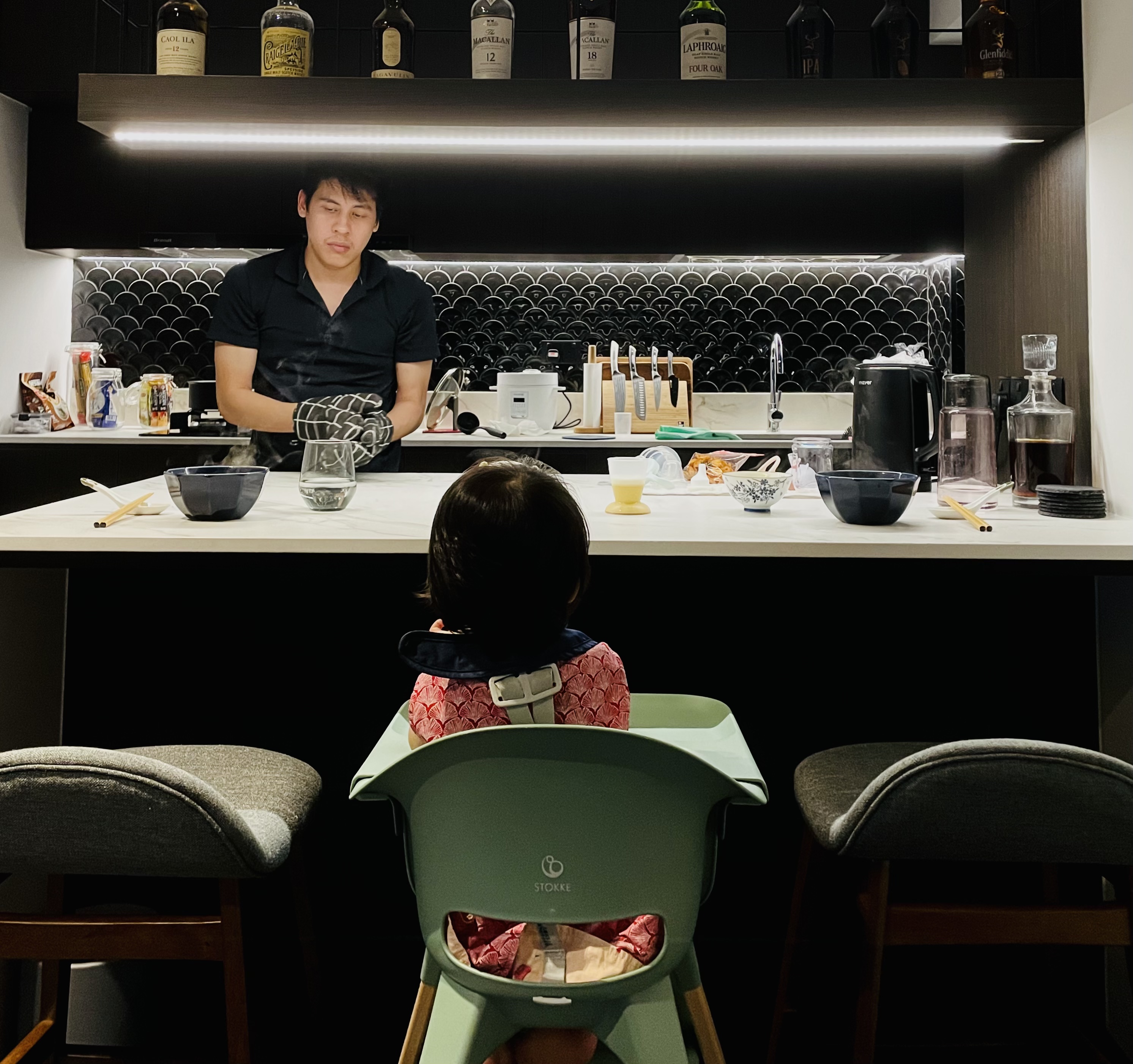 Kitchen: where style meets function - kitchen, modern kitchen, dining area, dining table, children's play area, child's