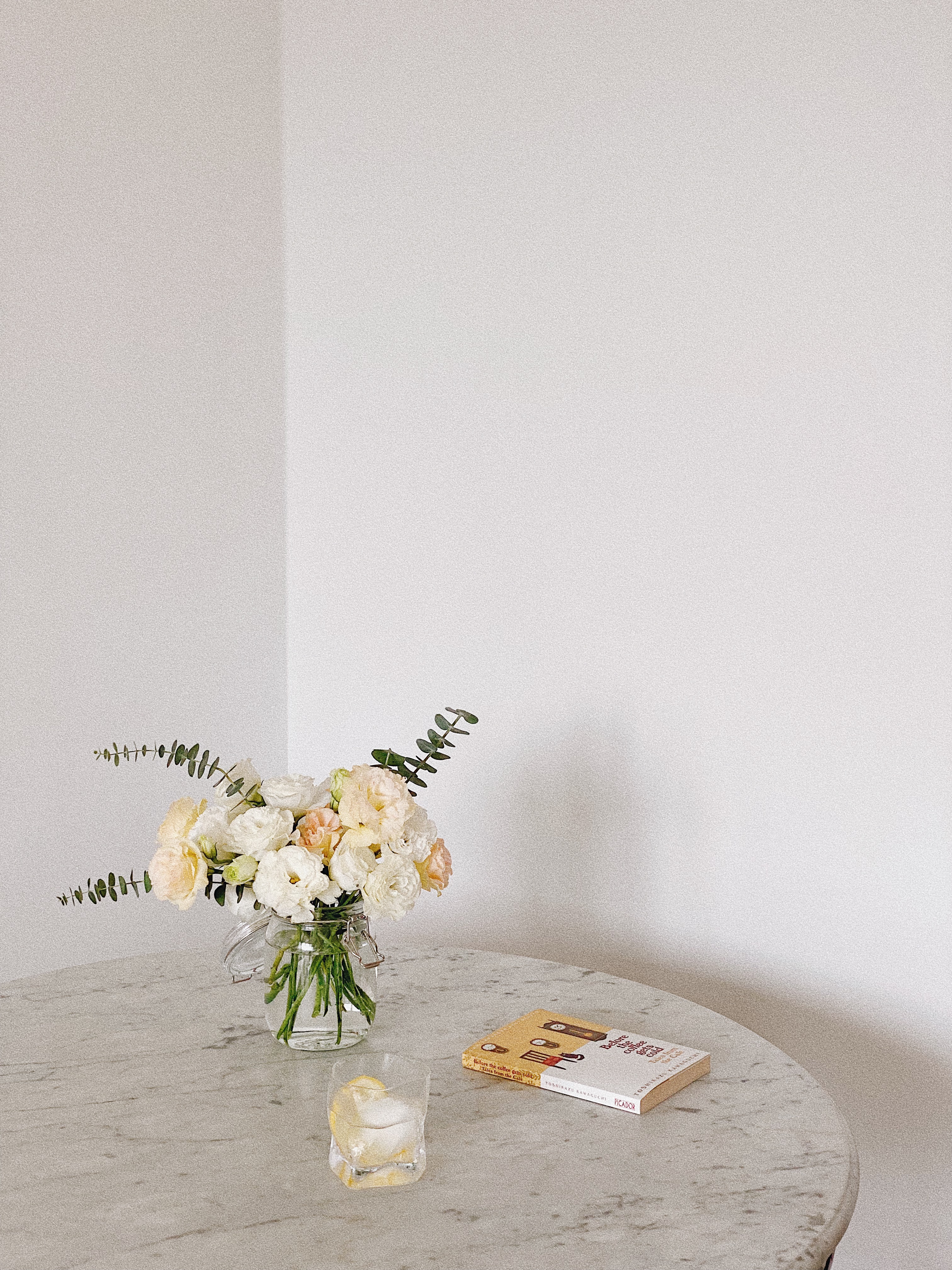 Love & Light: What Brings You Joy? - vivid floral arrangement, elegant vase, soft pastel colors, delicate petals, white