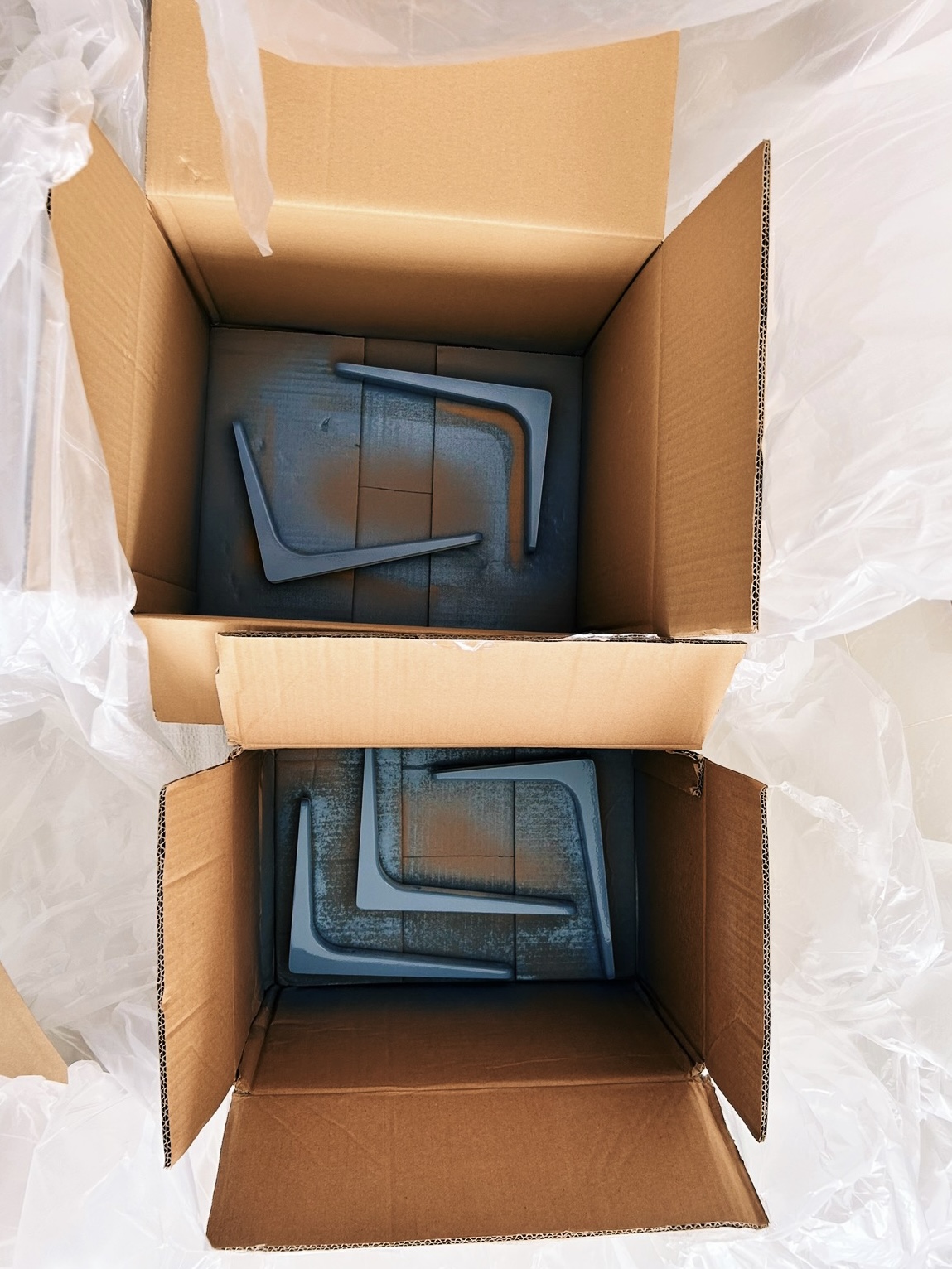 DIY Shelves for our coffee corner  - Box, cardboard, plastic wrap, cardboard box, empty, plastic, crumpled, discarded