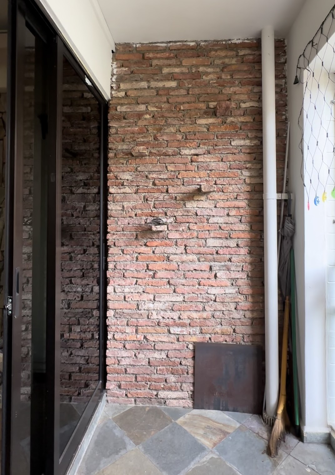 Verde Nook & Vertical Garden - brick wall, brick structure, old brick wall, rustic brick, weathered brick, brick floor, tiled