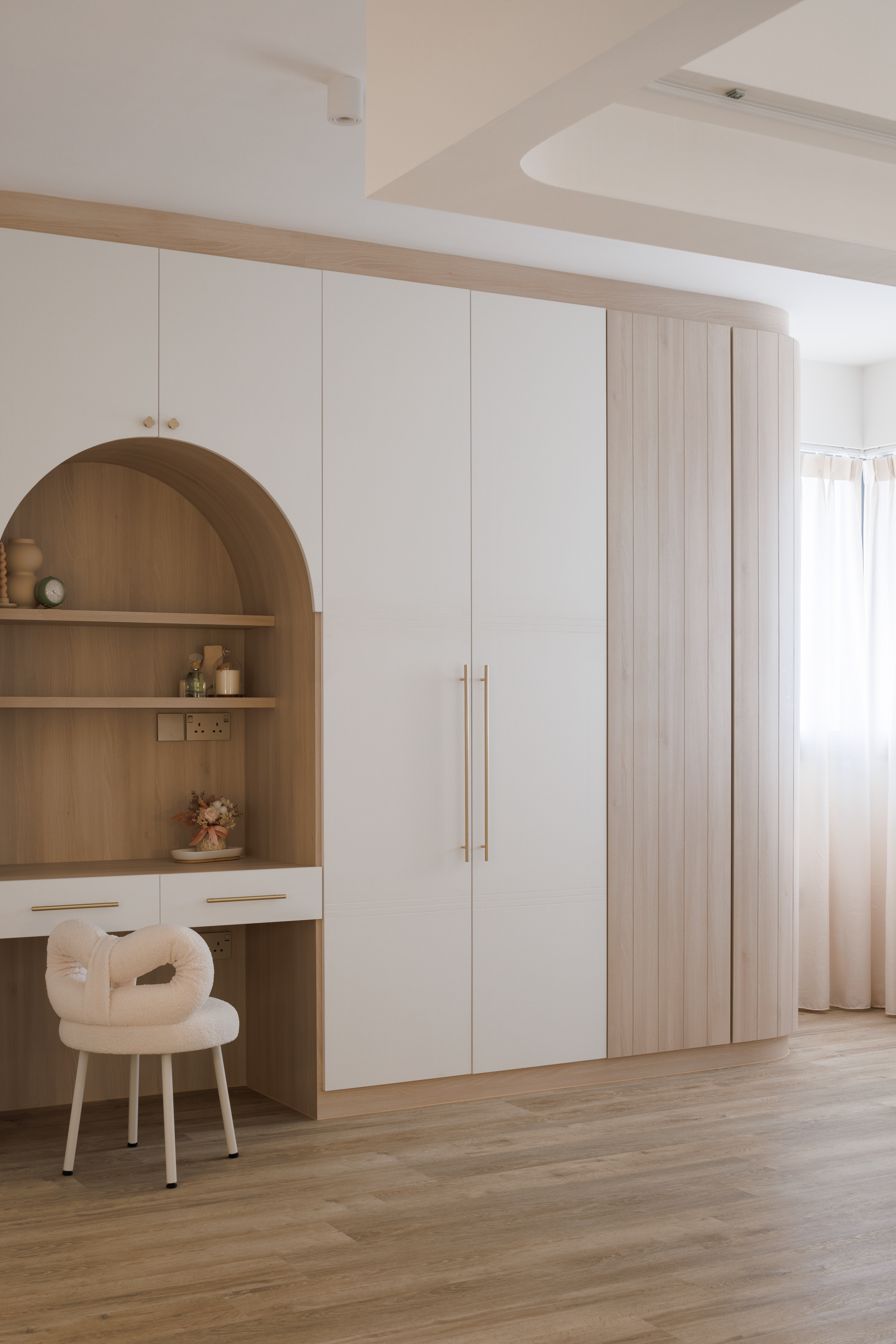 Modern Farmhouse Vibes: A Warm & Cosy 5 Room BTO   - Wooden cabinet with white doors, minimalist design, light beige color