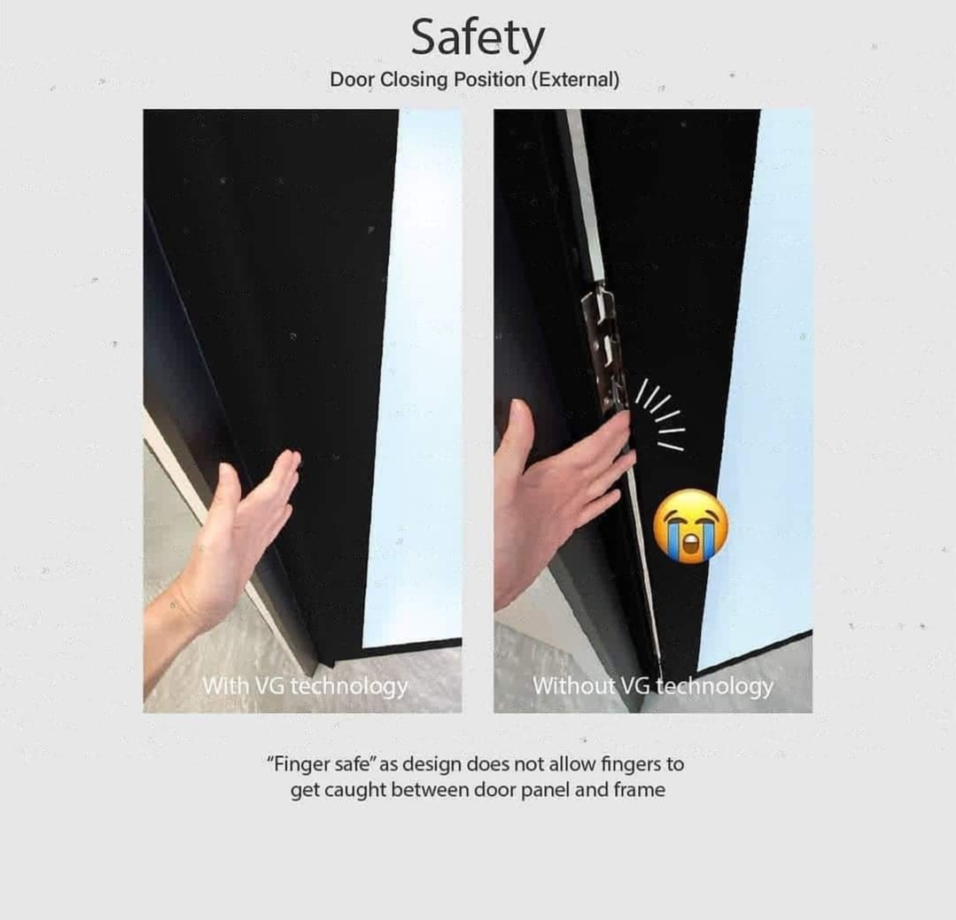 Each kid gets a bedroom!  - Door closing position, external view, finger safety, design feature, external and internal, hand