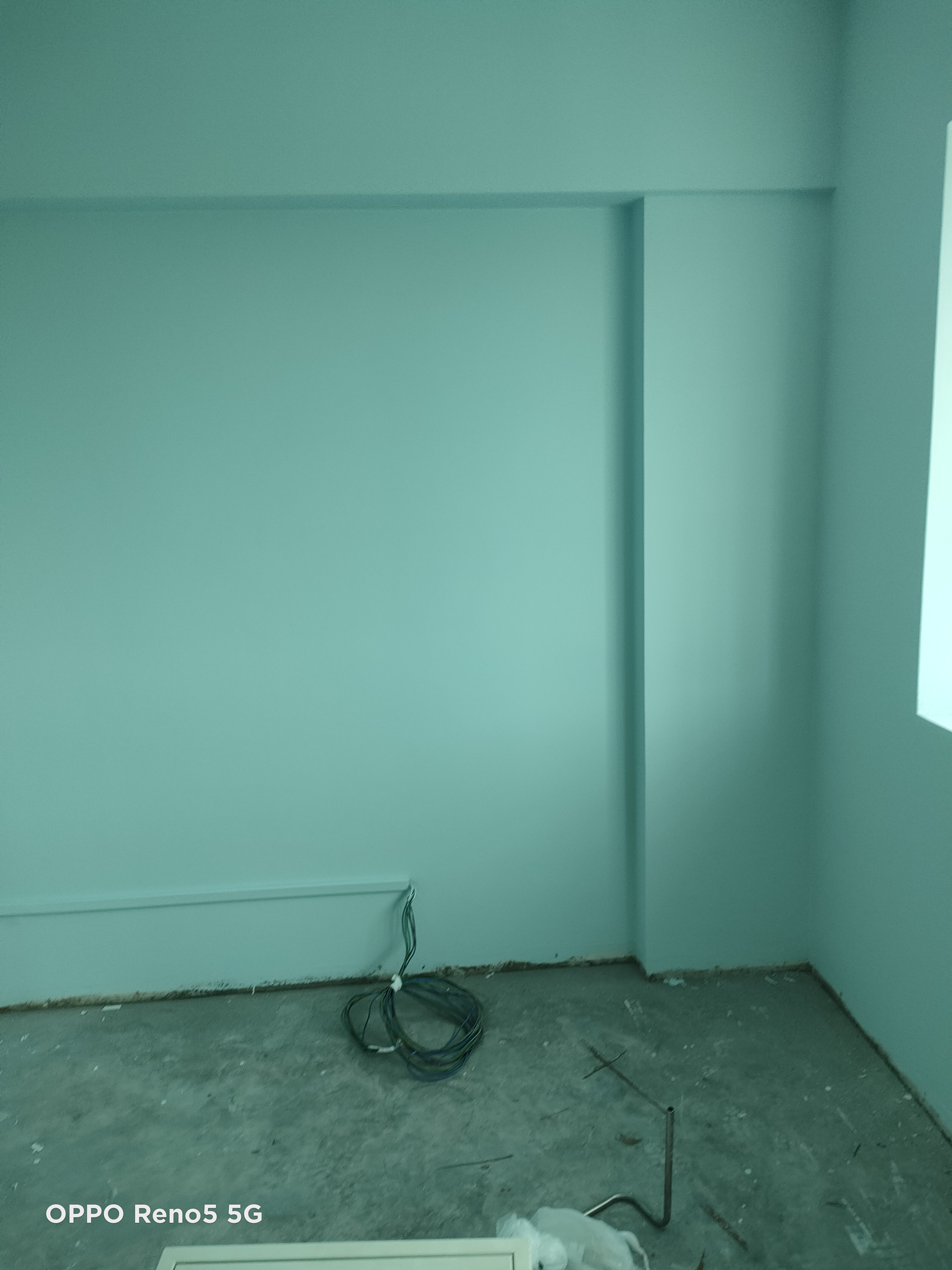 Each kid gets a bedroom!  - 5G smartphone, OPPO Reno5, minimalist design, plain walls, empty room, low-light setting, modern