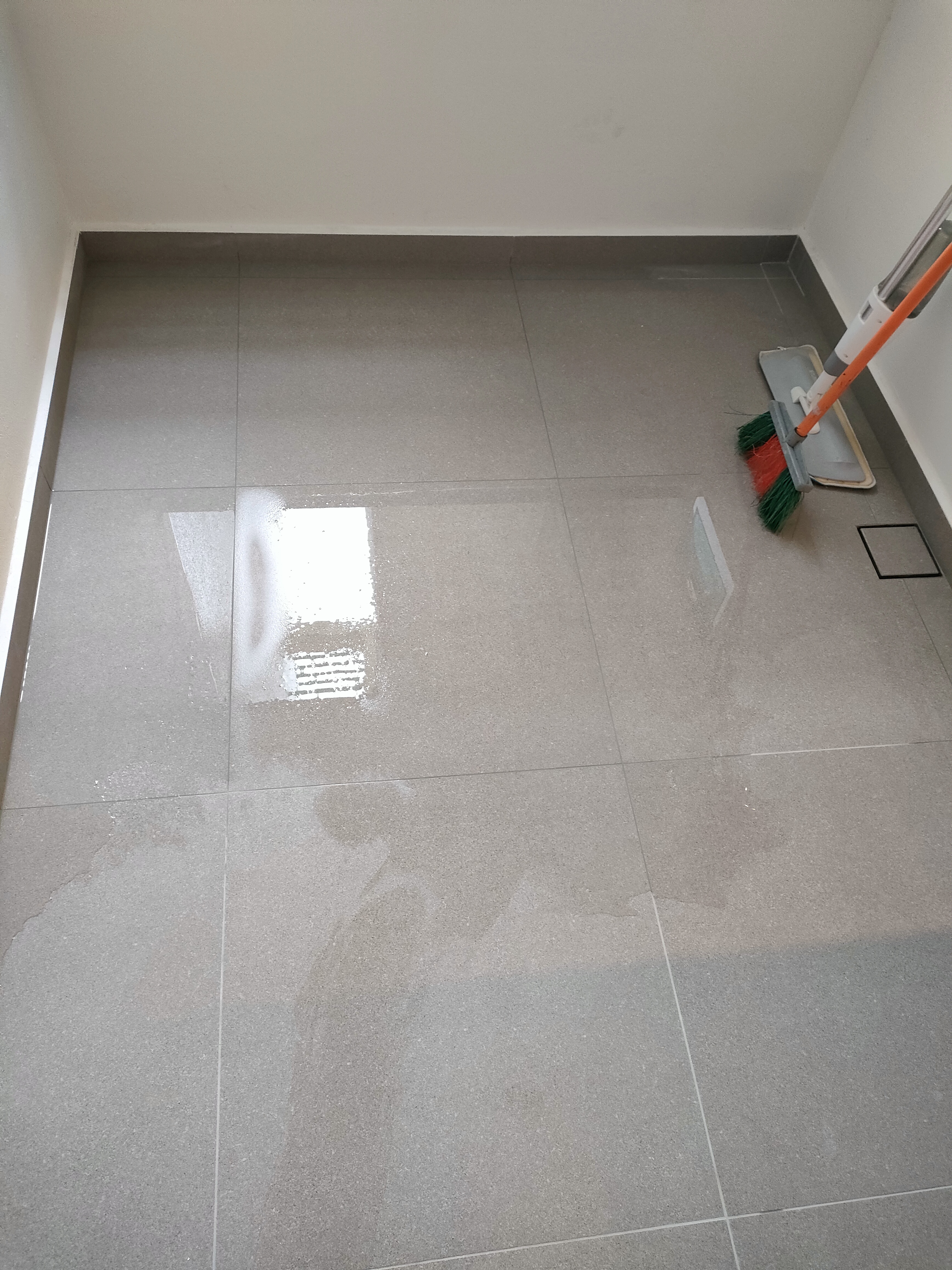 Our HOME has endless LOVE and LAUNDRY.... - Floor tiles, tiled room, clean floor, shiny tiles, reflective tiles, wet floor