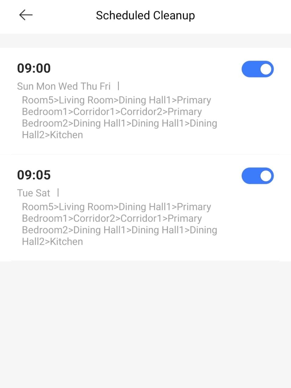 Integrating Smart Devices In Our Home - Scheduled cleaning schedule for weekdays, Room assignments and kitchen locations