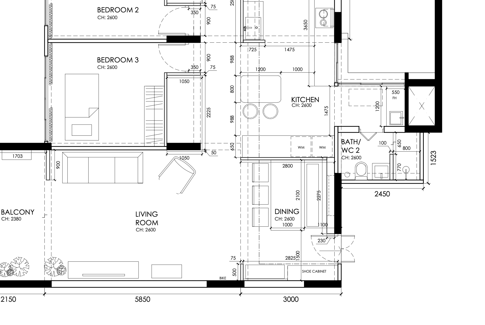 For The Love Of Laundry - Bedroom 2, Bedroom 3, Kitchen, Bath, WC, Balcony, Living Room, Dining, Shoe Cabinet, Bike,