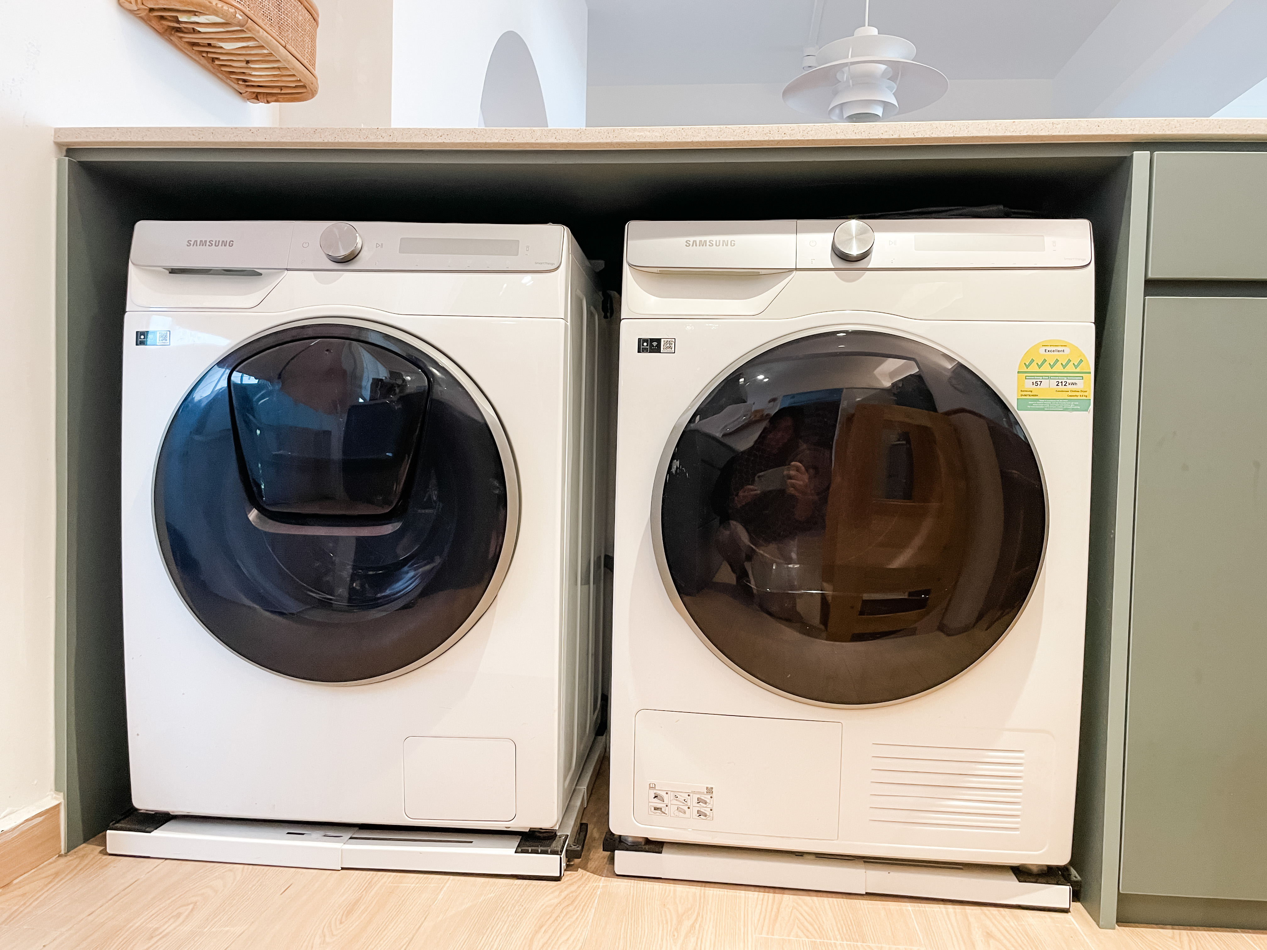 For The Love Of Laundry - Smart home technology, modern appliances, Samsung brand, dual washing machines, compact design