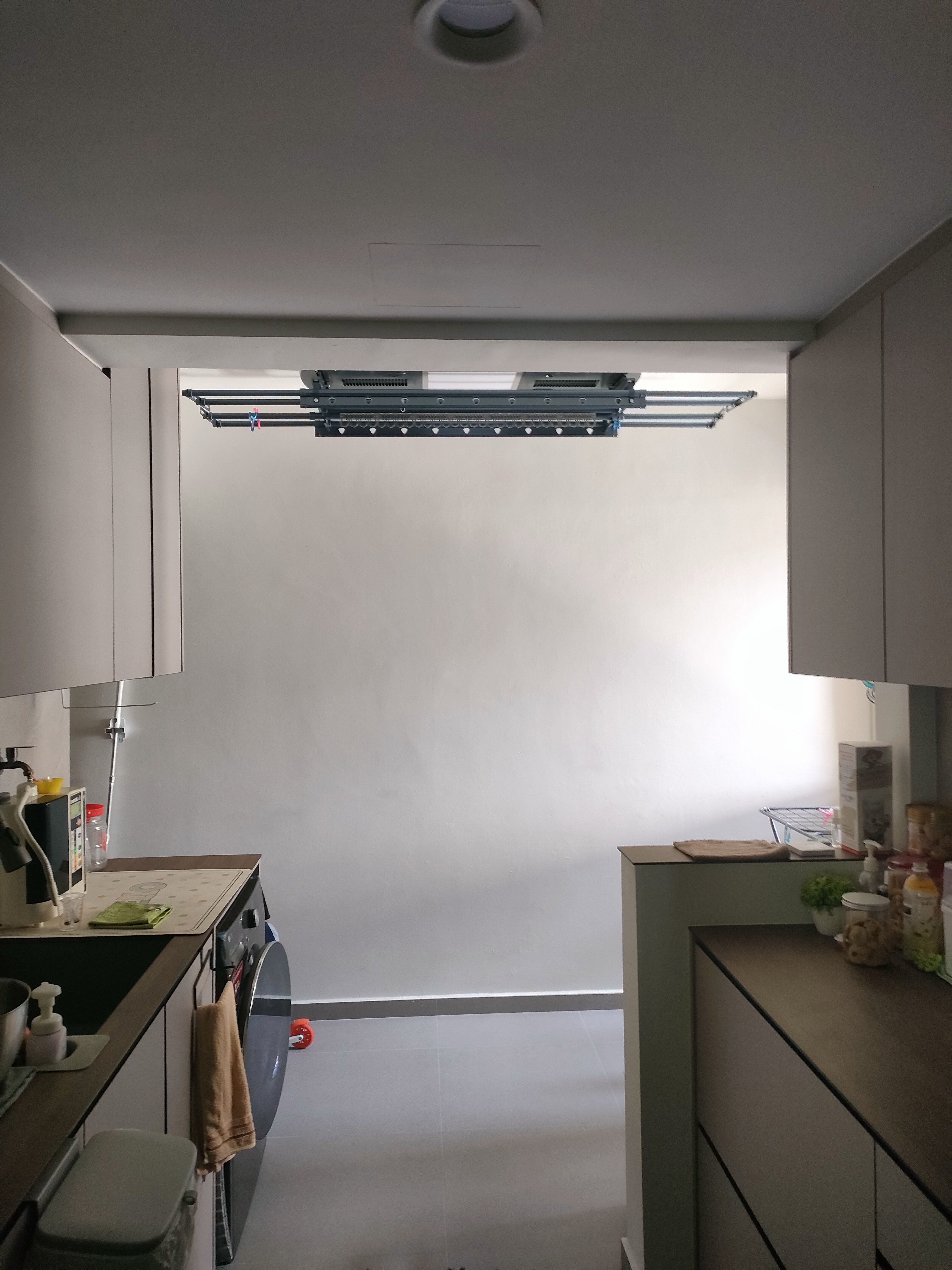 Our HOME has endless LOVE and LAUNDRY.... - Kitchen counter, cabinets, appliances, sink, dish rack, towel, microwave, coffee