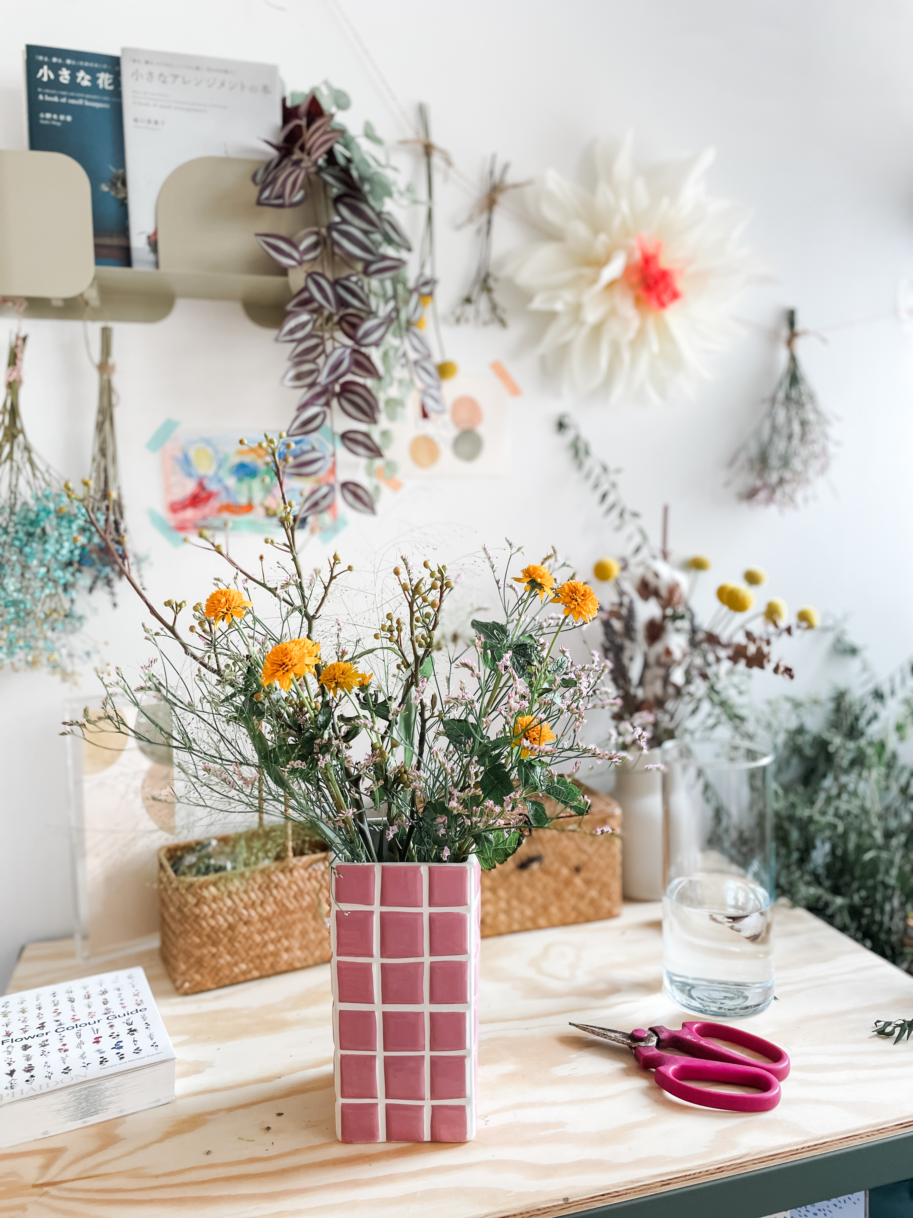 Standout Spots in Our Space - vibrant floral arrangement, natural elements, indoor setting, cozy atmosphere, pastel flowers