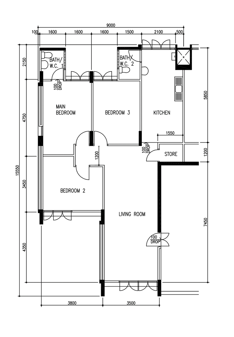Navigating DIY Interior Design - Multi-functional living space with three bedrooms and a living room, Layout featuring a