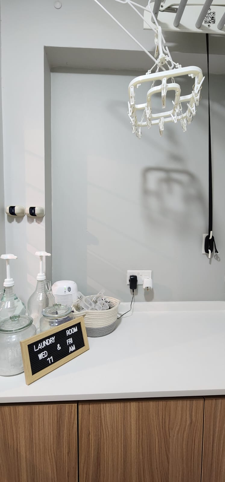 Laundry, the real never ending story.. - laundry, washroom, station, bathroom, sink, mirror, hooks, soap dispenser