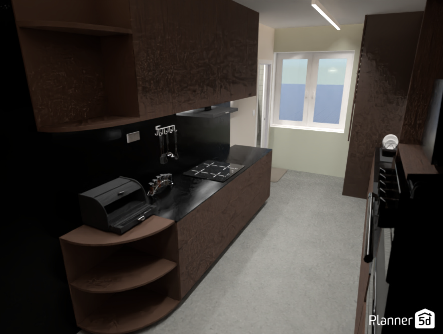 Navigating DIY Interior Design - Kitchen island, modern kitchen, brown cabinets, black countertops, stainless steel