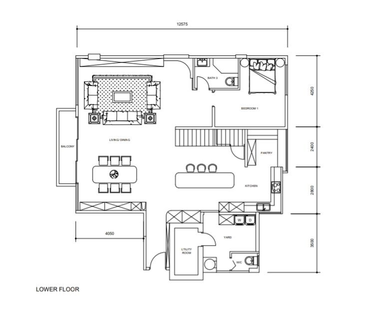 Bright and Airy Modern Home - Living/Dining, Balcony, Bath 2, Bedroom 1, Kitchen, Laundry, Utility Room, Yard, Bathroom, WC