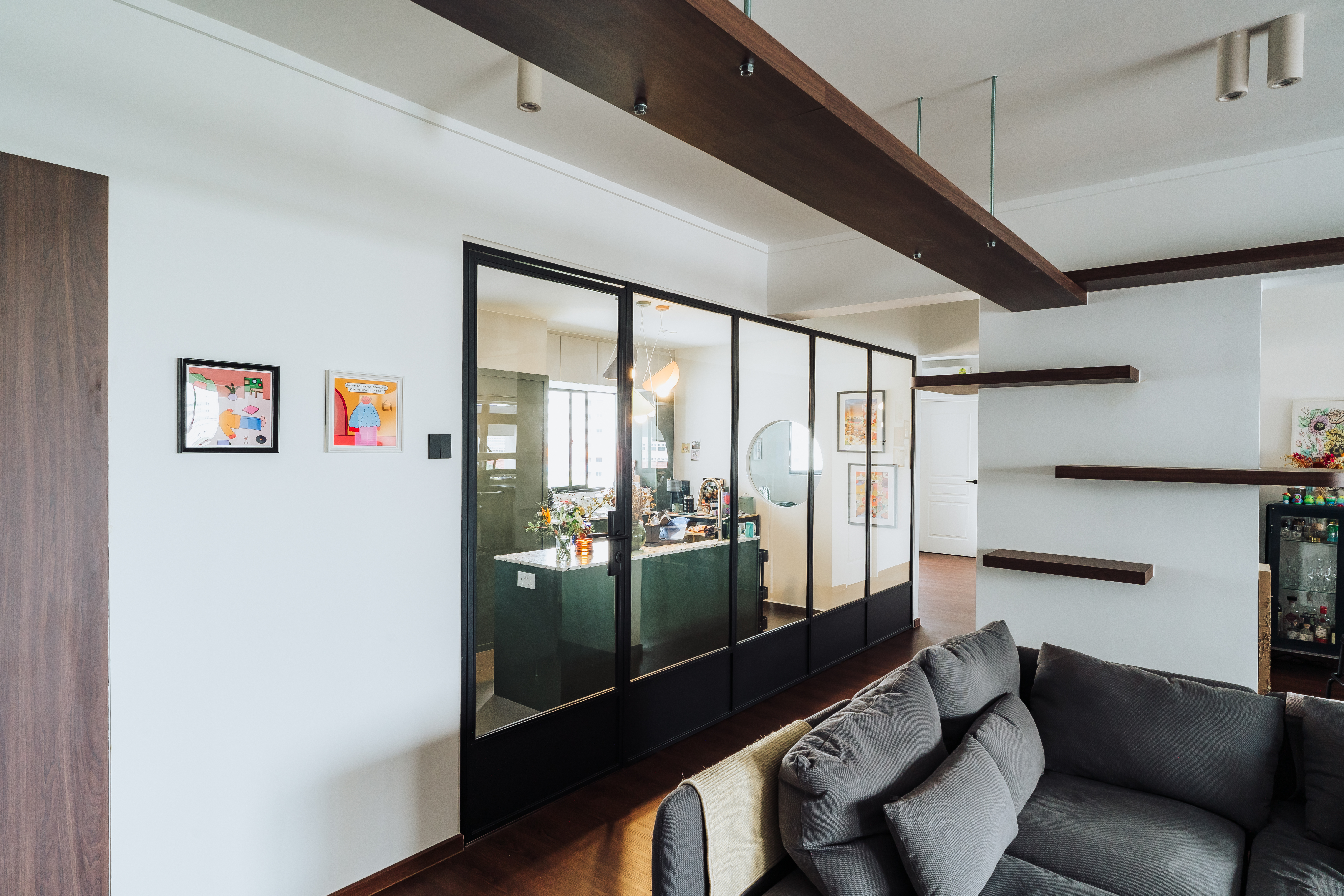 A 5-room mid-century + eclectic home for 3 cats!